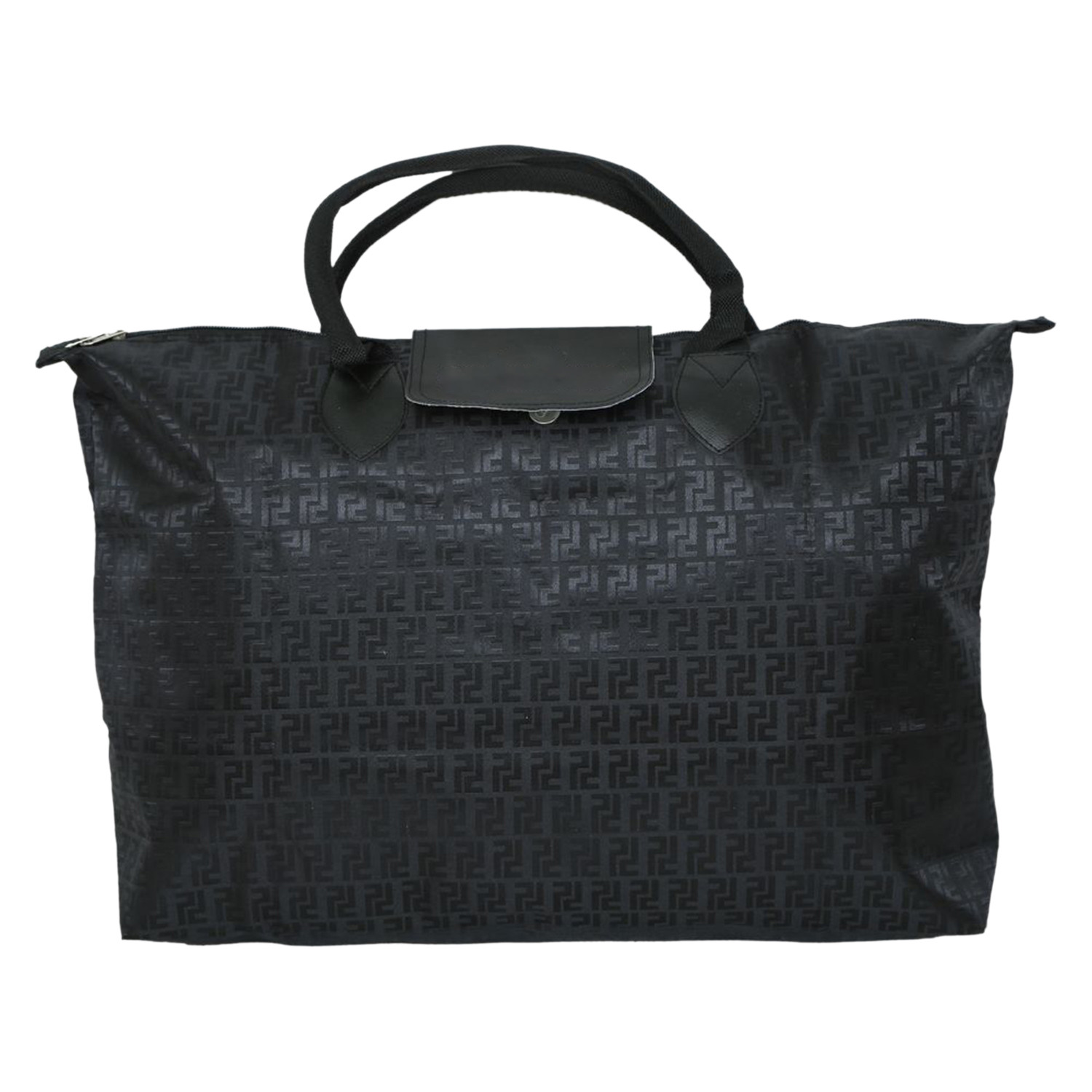 Kuber Industries Multiuses Designer Rexine Shopping Bags/Grocery Bag for Carry Grocery, Fruits, Vegetable with Handles (Black)