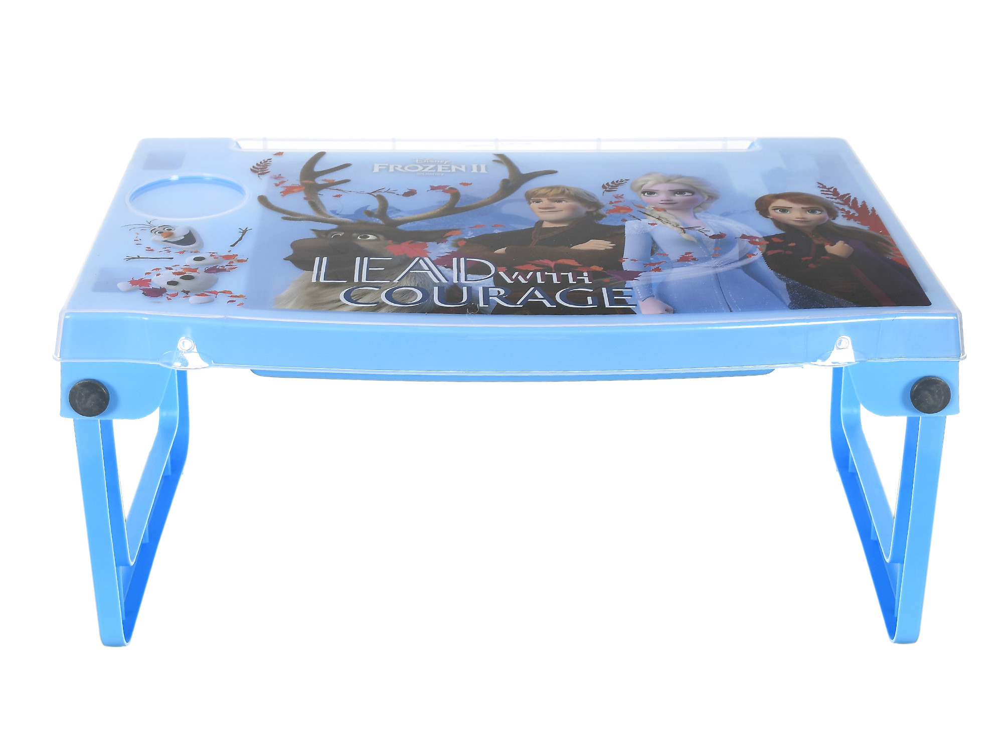 Kuber Industries Multiuses Disney Frozen Print Plastic Study Desk/Laptop Table With Camparment For Home & Office (Blue)