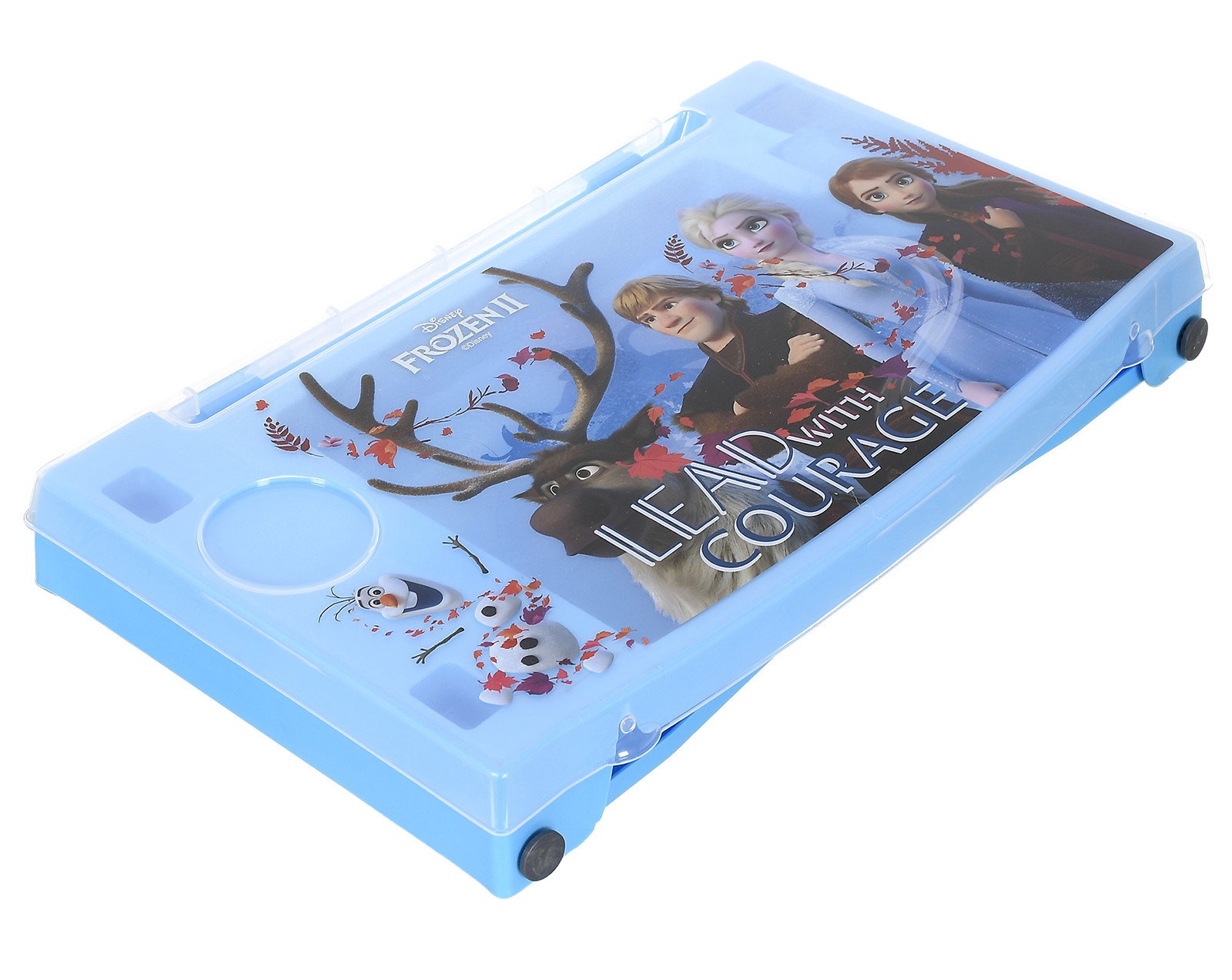 Kuber Industries Multiuses Disney Frozen Print Plastic Study Desk/Laptop Table With Camparment For Home & Office (Blue)