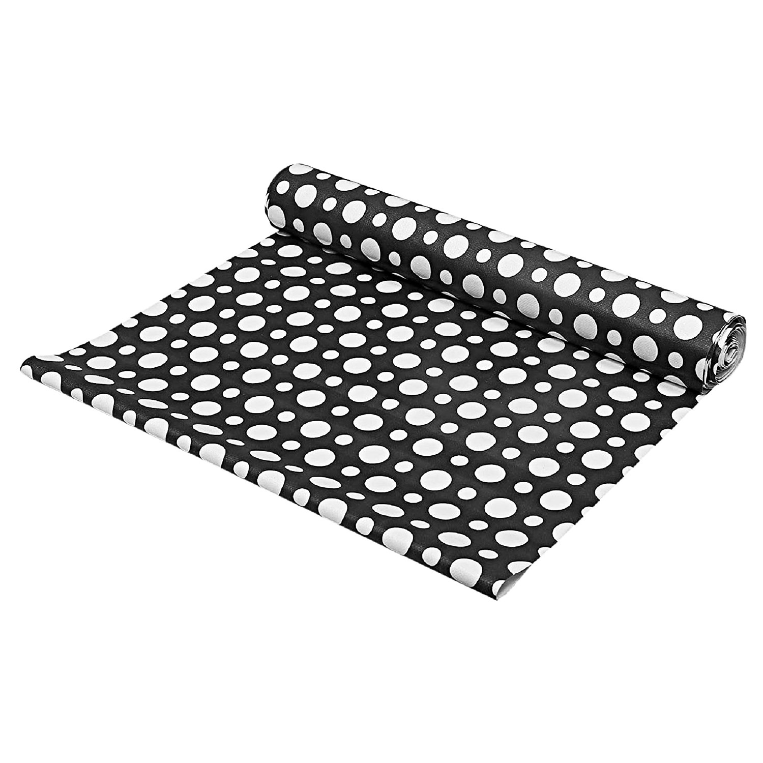 Kuber Industries Multiuses Dot Print Shelf Liners for Kitchen Shelves, cupboards, Wardrobe, Drawer, 10 Mtr (Black)