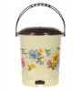 Kuber Industries Multiuses Floral Print Plastic Dustbin For Home, Kitchen, Office, Bathroom With Swing Lid 10 Litre (Cream)
