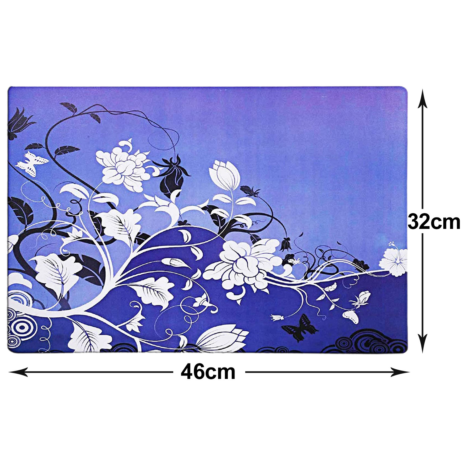 Kuber Industries Multiuses Floral Print PVC Table Placemat for kitchen, Dining Table Set of 6 (Blue)