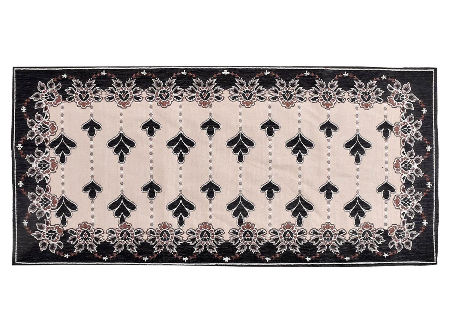 Kuber Industries Multiuses Floral Print Rectangular Cotton Table Runner for Dining and Center Table (Black)