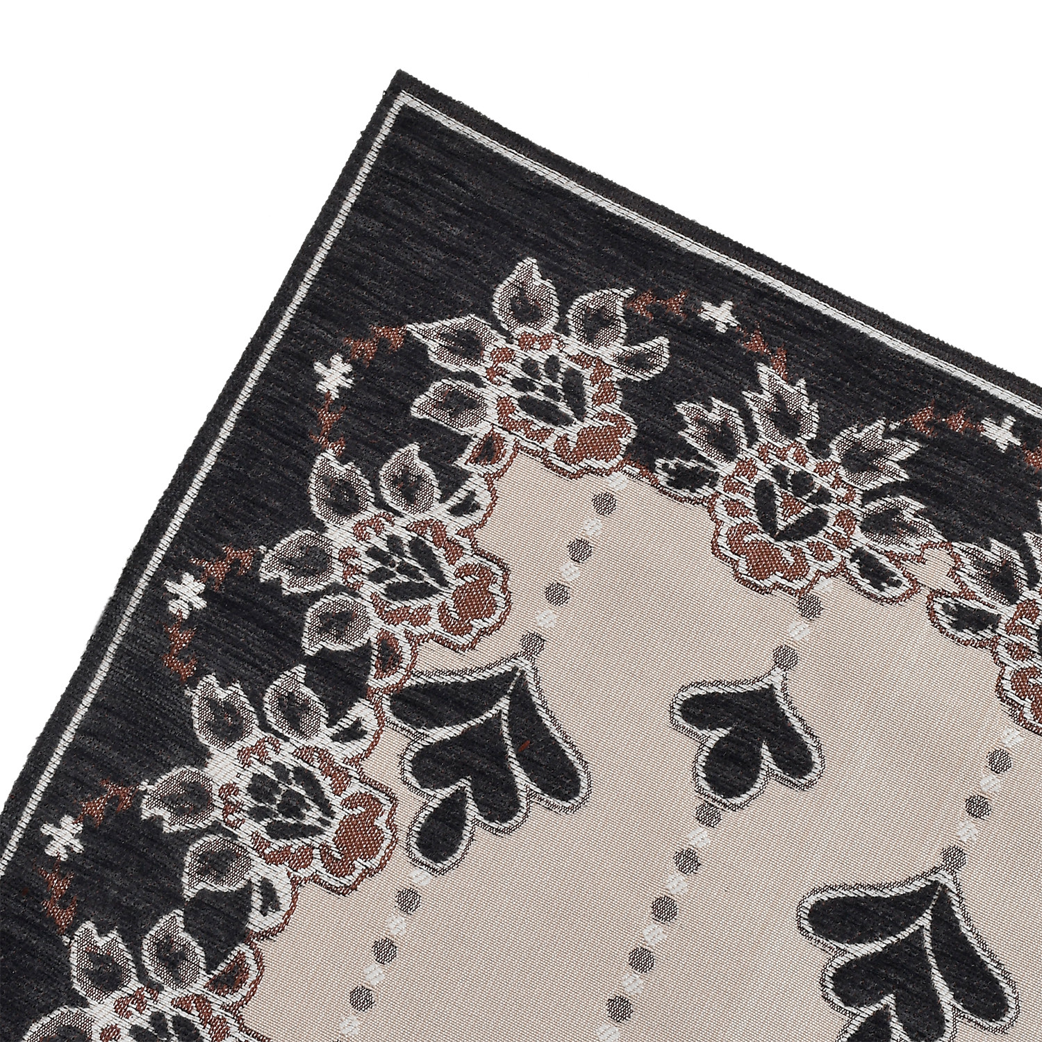 Kuber Industries Multiuses Floral Print Rectangular Cotton Table Runner for Dining and Center Table (Black)
