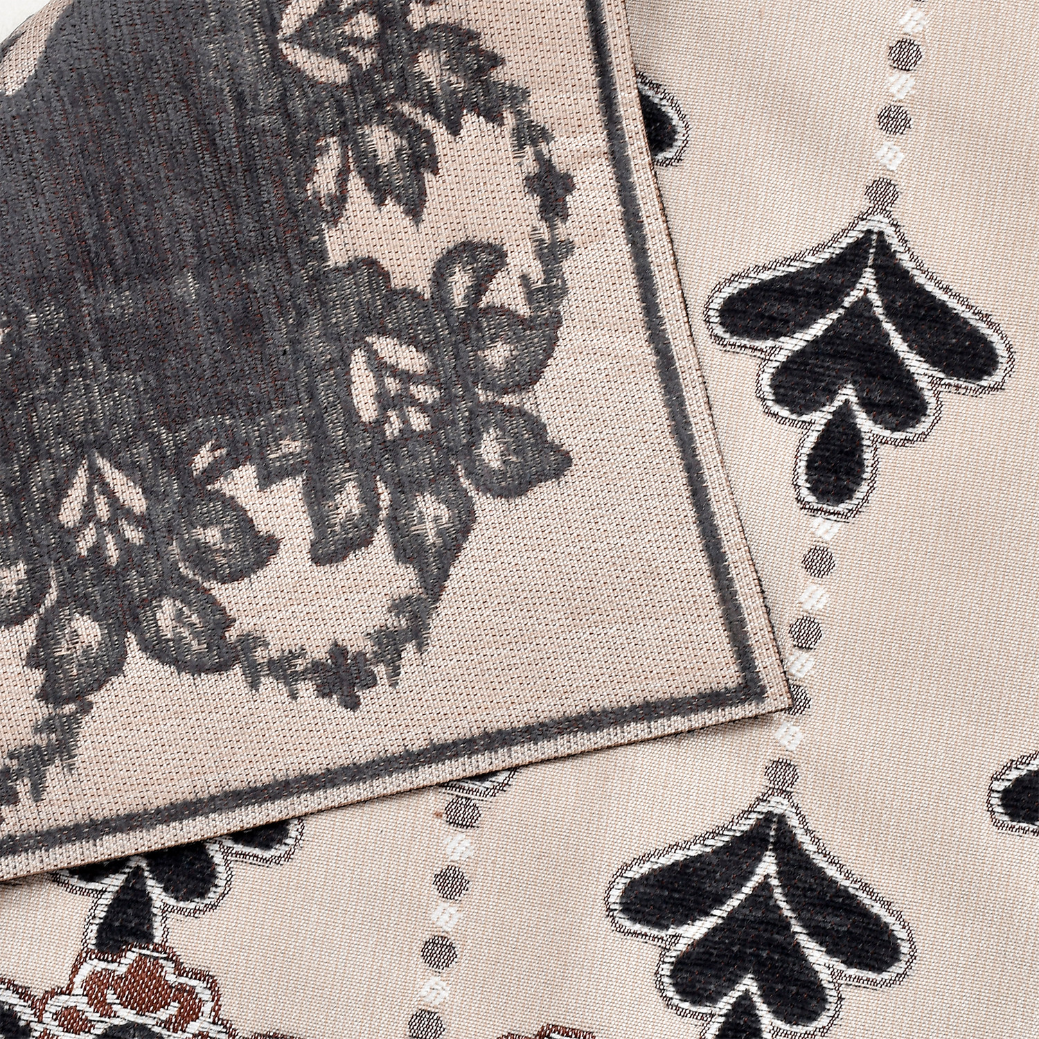 Kuber Industries Multiuses Floral Print Rectangular Cotton Table Runner for Dining and Center Table (Black)