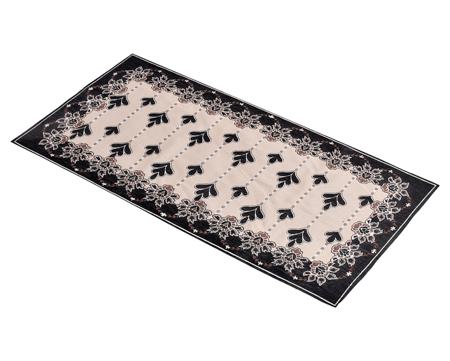 Kuber Industries Multiuses Floral Print Rectangular Cotton Table Runner for Dining and Center Table (Black)