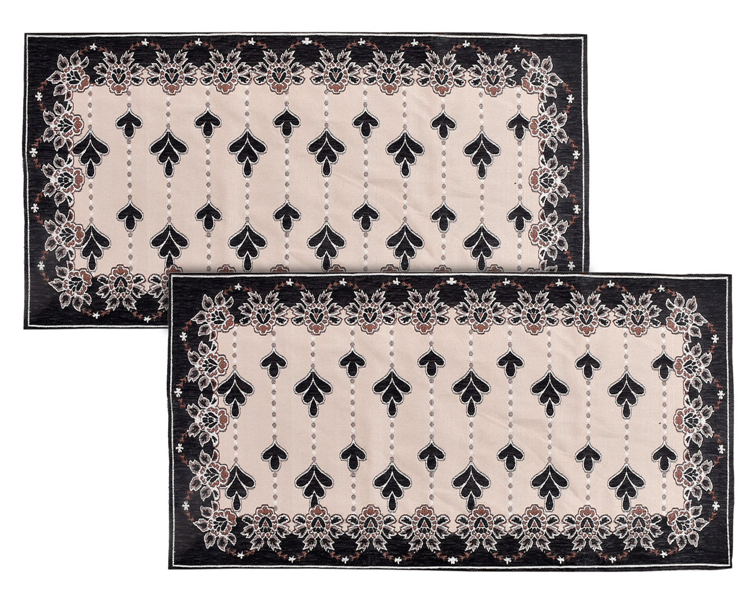 Kuber Industries Multiuses Floral Print Rectangular Cotton Table Runner for Dining and Center Table (Black)