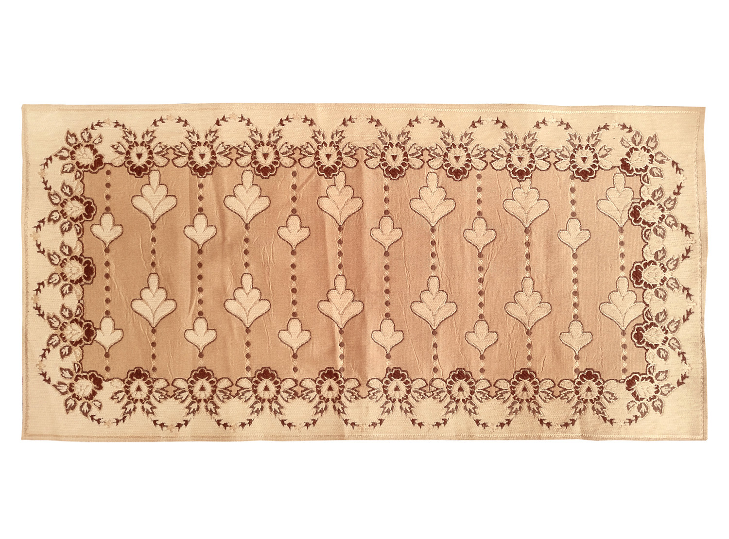 Kuber Industries Multiuses Floral Print Rectangular Cotton Table Runner for Dining and Center Table (Cream)
