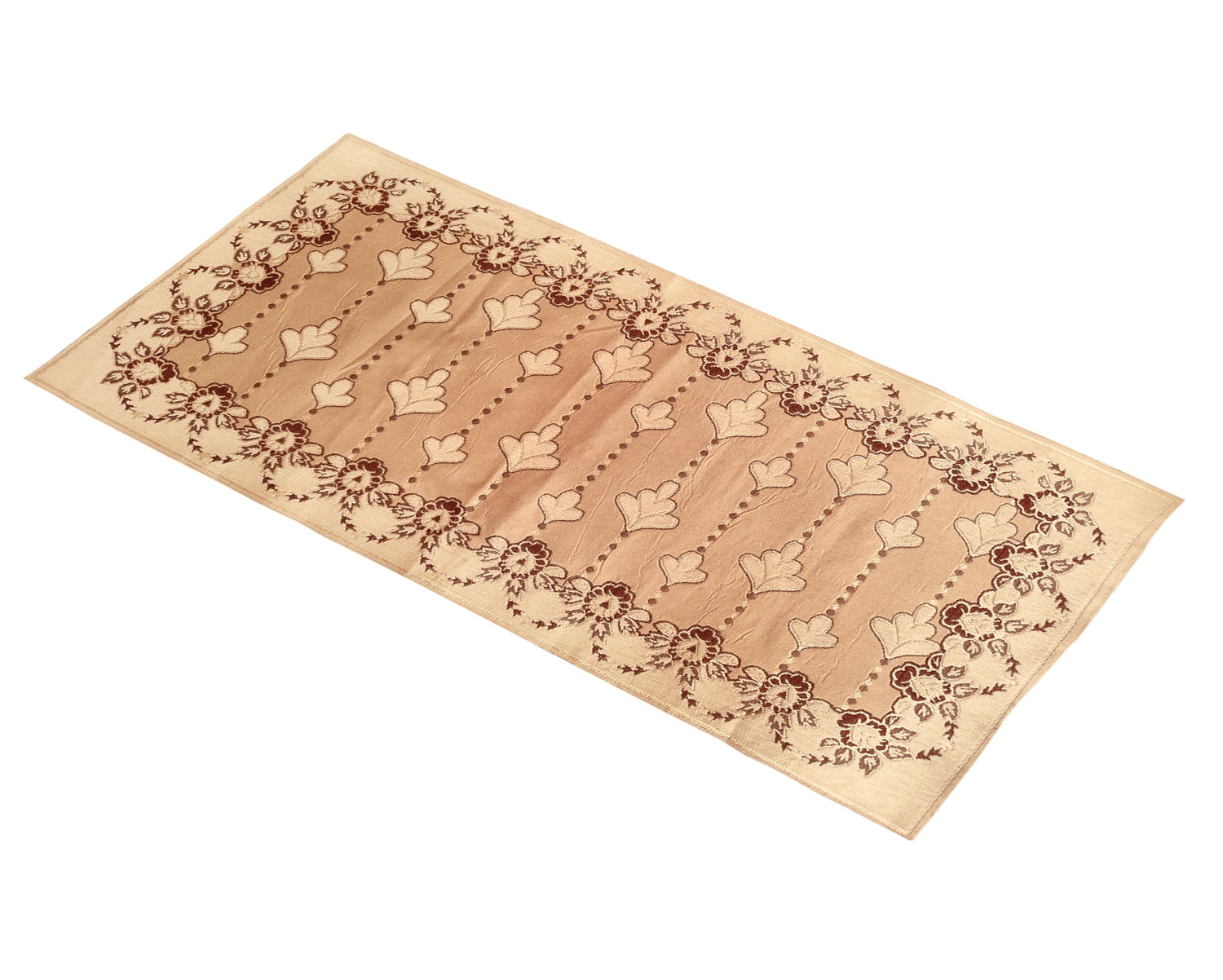 Kuber Industries Multiuses Floral Print Rectangular Cotton Table Runner for Dining and Center Table (Cream)