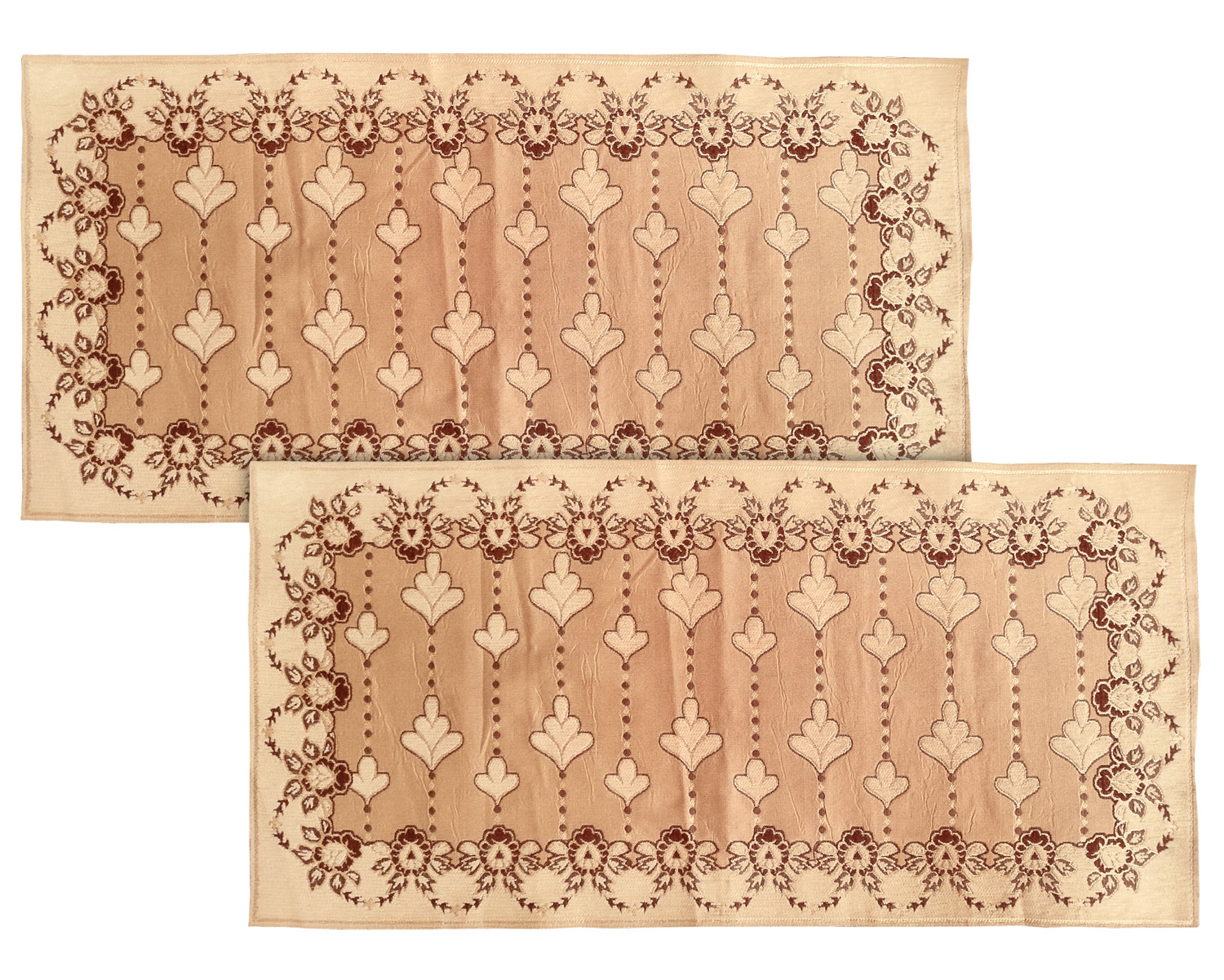 Kuber Industries Multiuses Floral Print Rectangular Cotton Table Runner for Dining and Center Table (Cream)