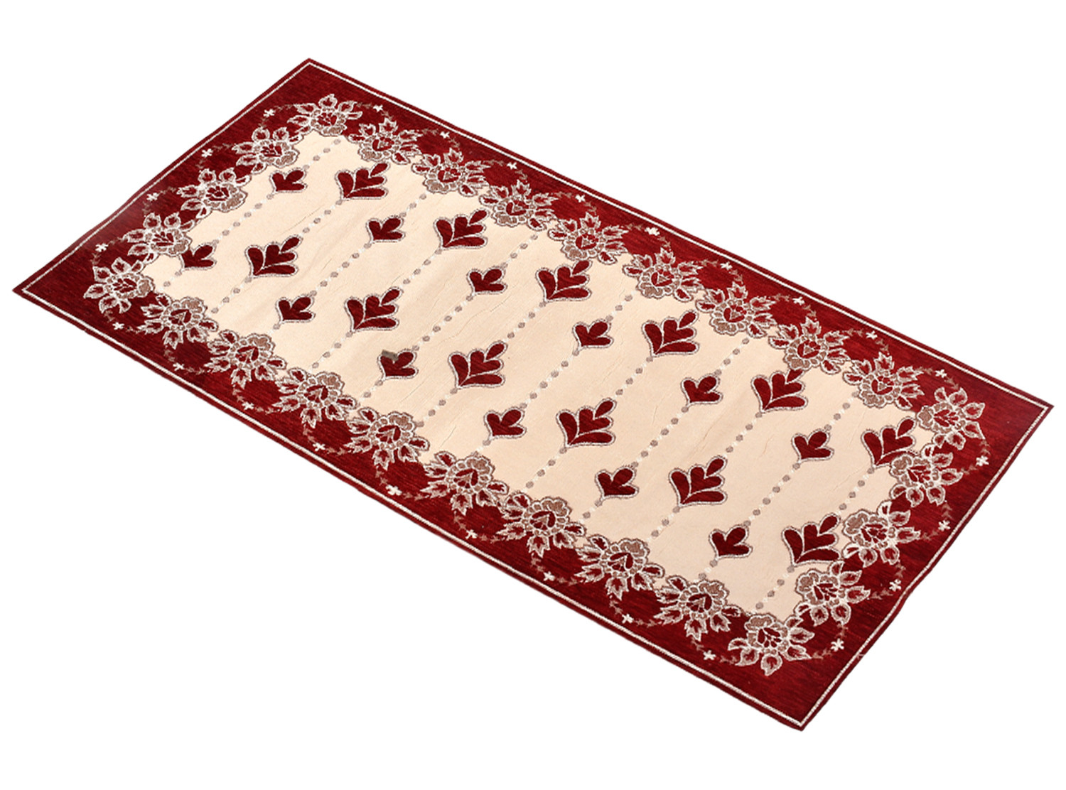 Kuber Industries Multiuses Floral Print Rectangular Cotton Table Runner for Dining and Center Table (Maroon)