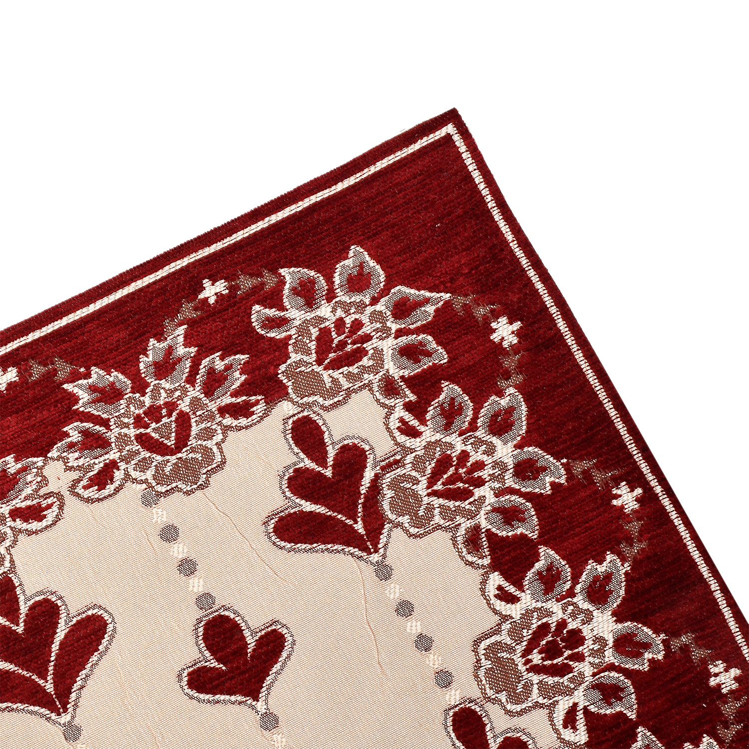 Kuber Industries Multiuses Floral Print Rectangular Cotton Table Runner for Dining and Center Table (Maroon)