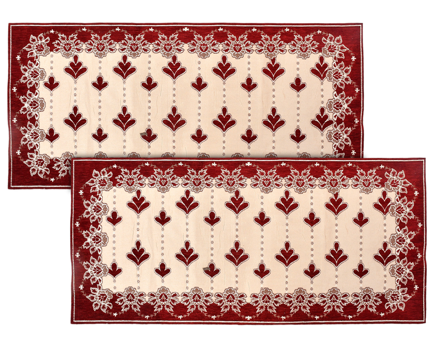 Kuber Industries Multiuses Floral Print Rectangular Cotton Table Runner for Dining and Center Table (Maroon)