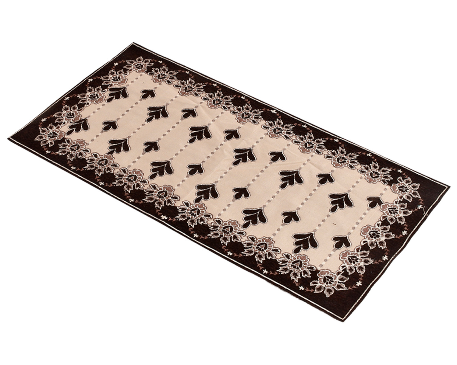 Kuber Industries Multiuses Floral Print Rectangular Cotton Table Runner for Dining and Center Table (Brown)