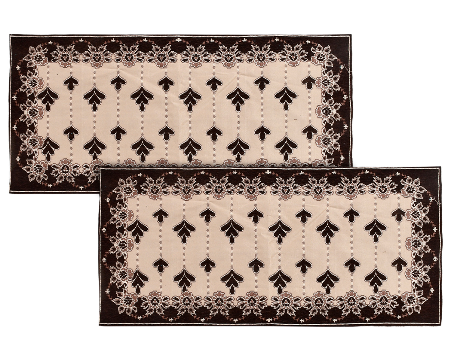 Kuber Industries Multiuses Floral Print Rectangular Cotton Table Runner for Dining and Center Table (Brown)