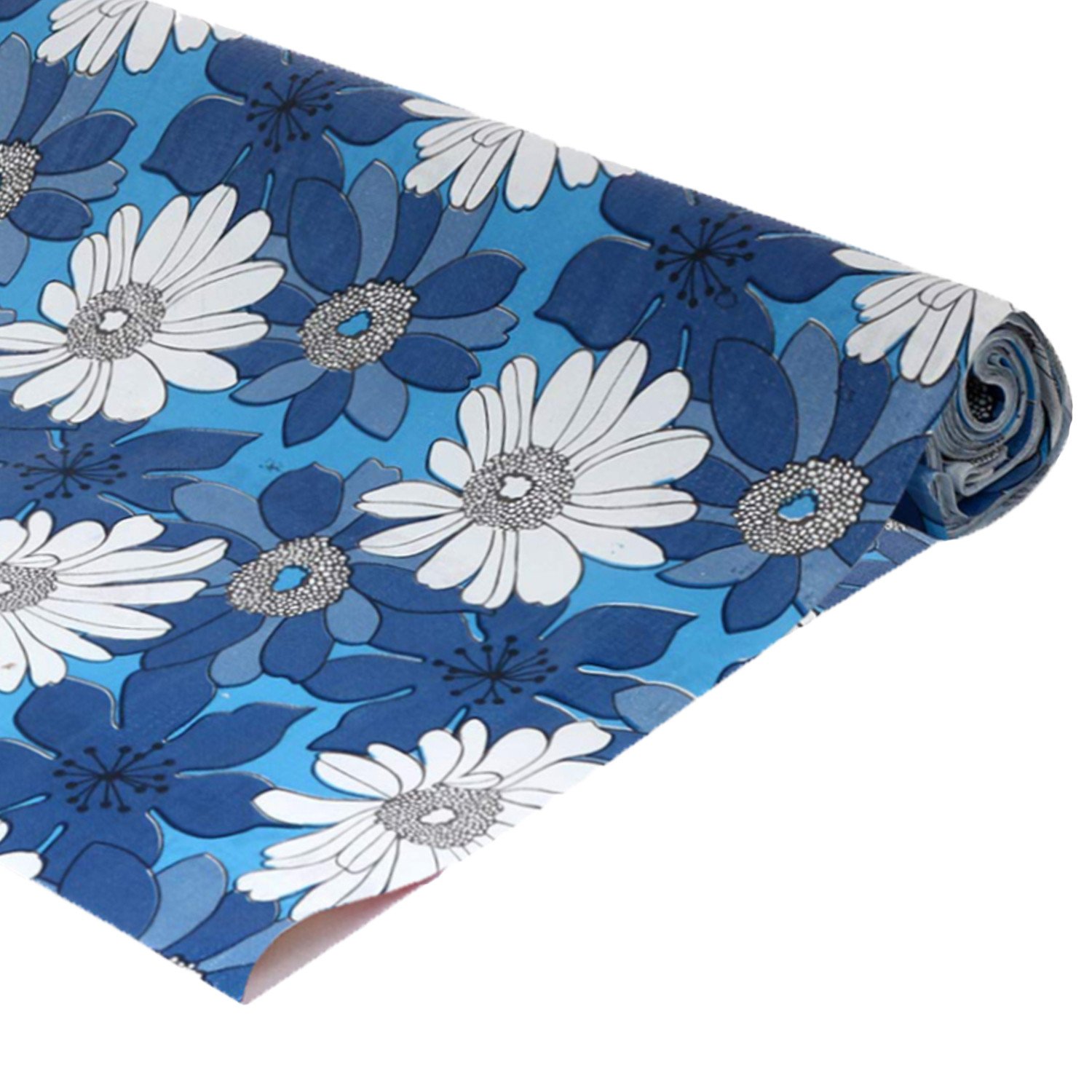 Kuber Industries Multiuses Floral Print Shelf Liners for Kitchen Shelves, cupboards, Wardrobe, Drawer, 10 Mtr (Blue)
