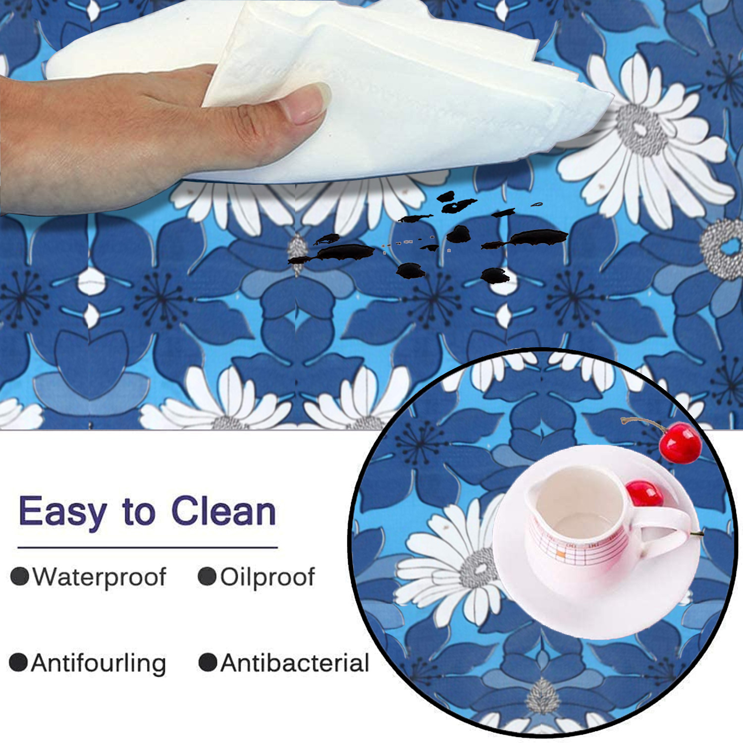 Kuber Industries Multiuses Floral Print Shelf Liners for Kitchen Shelves, cupboards, Wardrobe, Drawer, 10 Mtr (Blue)