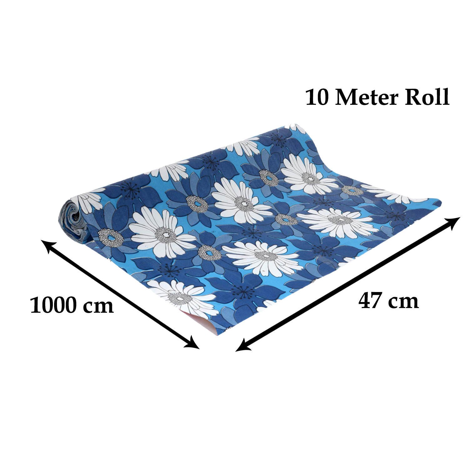 Kuber Industries Multiuses Floral Print Shelf Liners for Kitchen Shelves, cupboards, Wardrobe, Drawer, 10 Mtr (Blue)