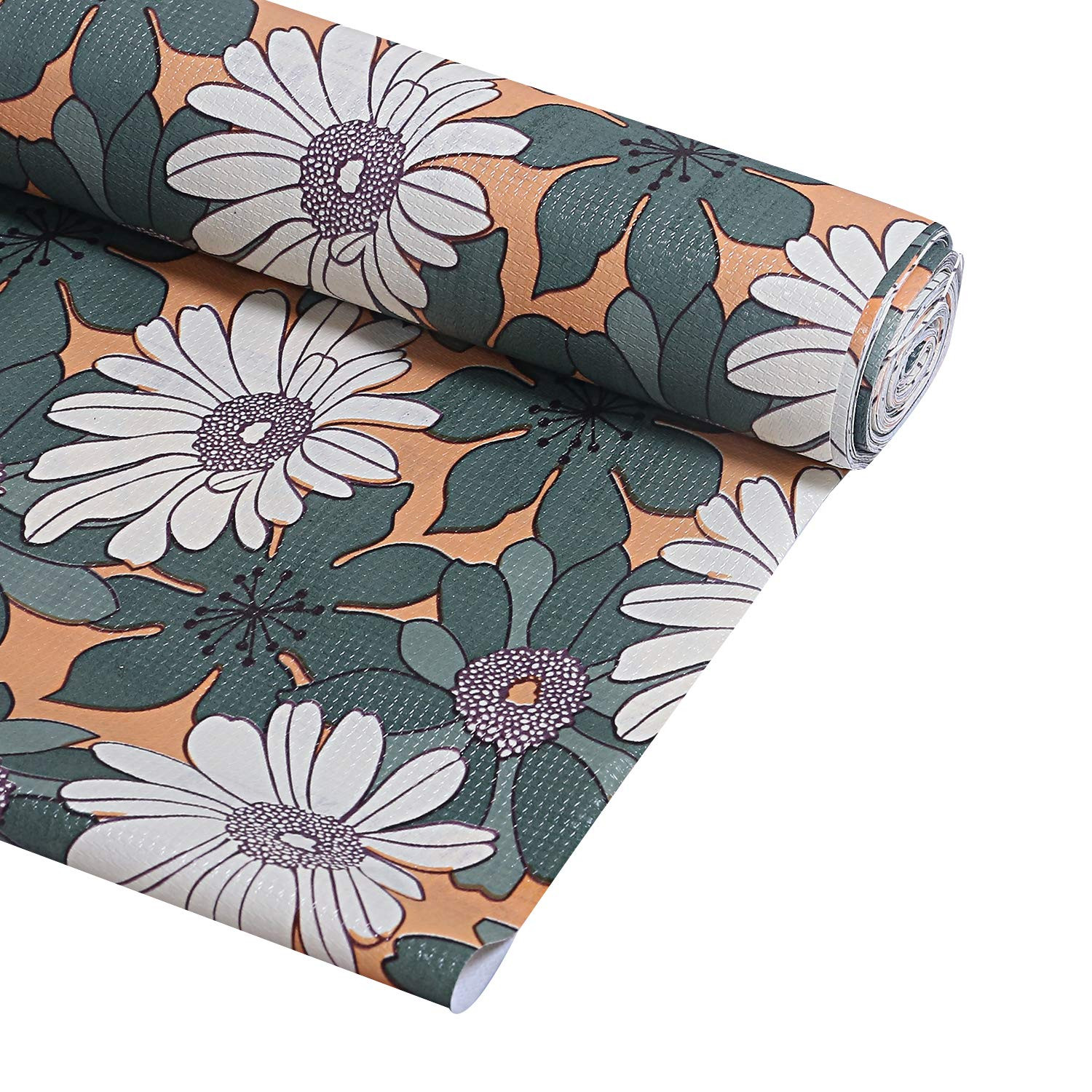 Kuber Industries Multiuses Floral Print Shelf Liners for Kitchen Shelves, cupboards, Wardrobe, Drawer, 10 Mtr (Green)