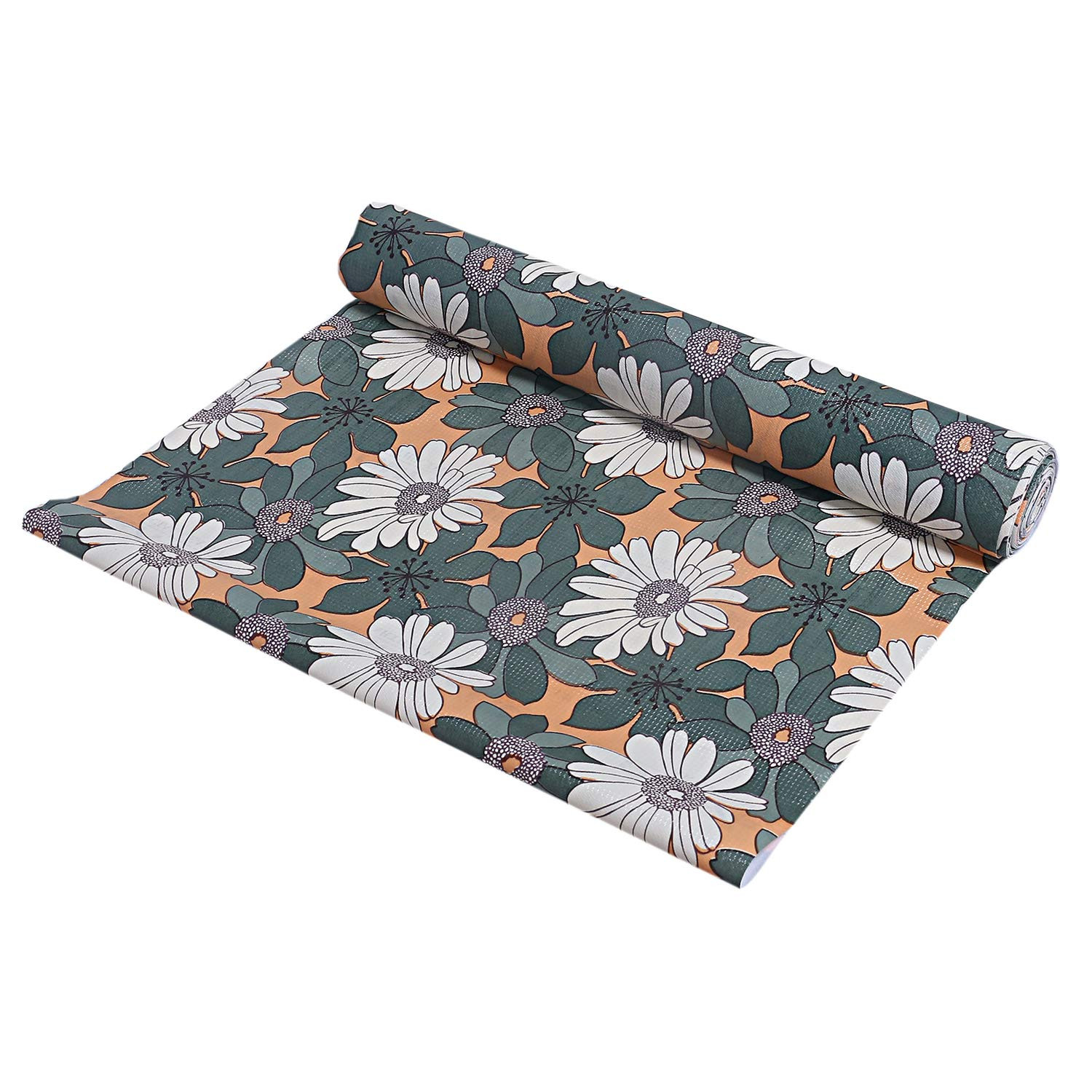 Kuber Industries Multiuses Floral Print Shelf Liners for Kitchen Shelves, cupboards, Wardrobe, Drawer, 10 Mtr (Green)
