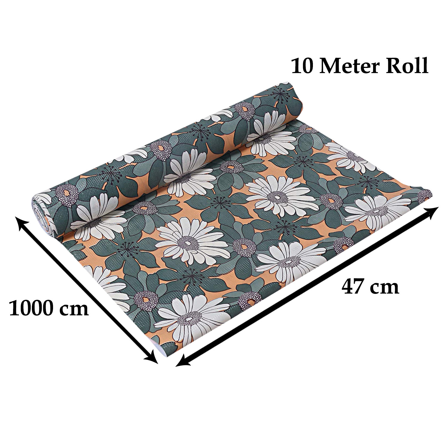 Kuber Industries Multiuses Floral Print Shelf Liners for Kitchen Shelves, cupboards, Wardrobe, Drawer, 10 Mtr (Green)