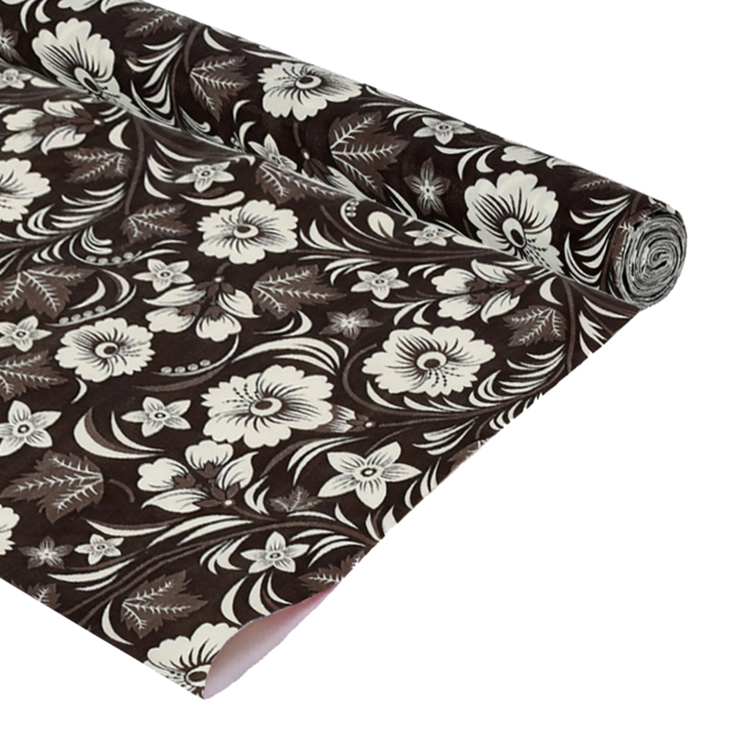 Kuber Industries Multiuses Floral Print Shelf Liners for Kitchen Shelves cupboards Wardrobe Drawer 5 Mtr Brown