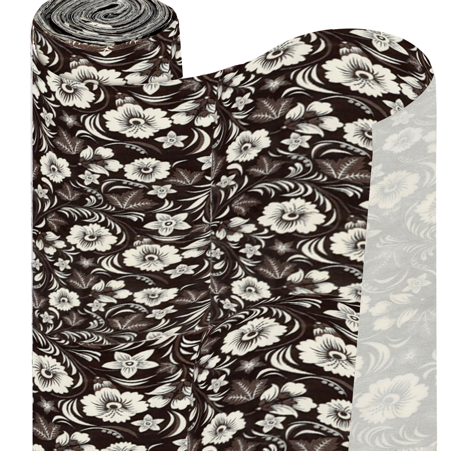 Kuber Industries Multiuses Floral Print Shelf Liners for Kitchen Shelves cupboards Wardrobe Drawer 5 Mtr Brown