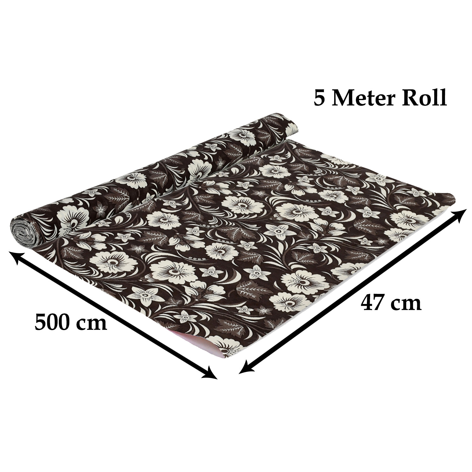 Kuber Industries Multiuses Floral Print Shelf Liners for Kitchen Shelves cupboards Wardrobe Drawer 5 Mtr Brown