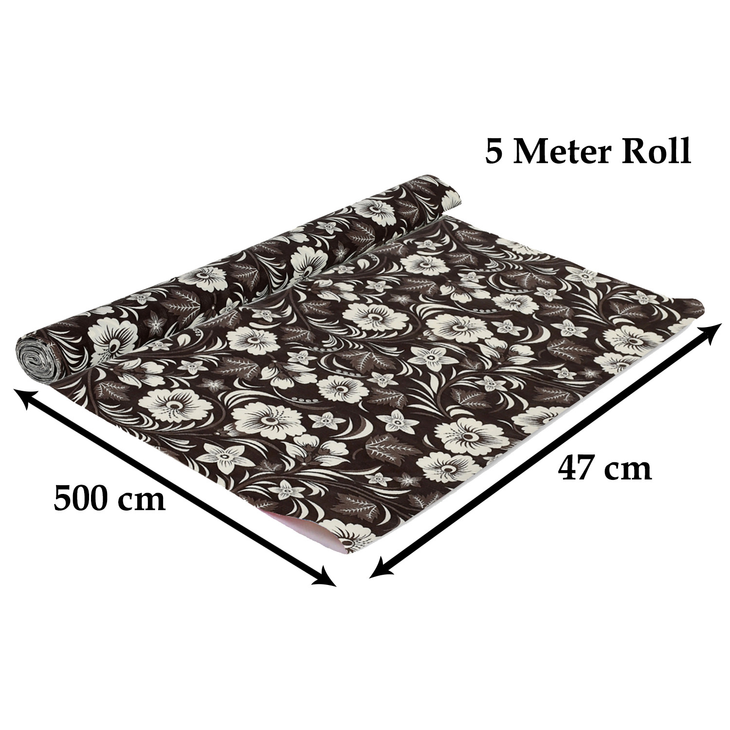 Kuber Industries Multiuses Floral Print Shelf Liners for Kitchen Shelves, cupboards, Wardrobe, Drawer, 5 Mtr (Brown)