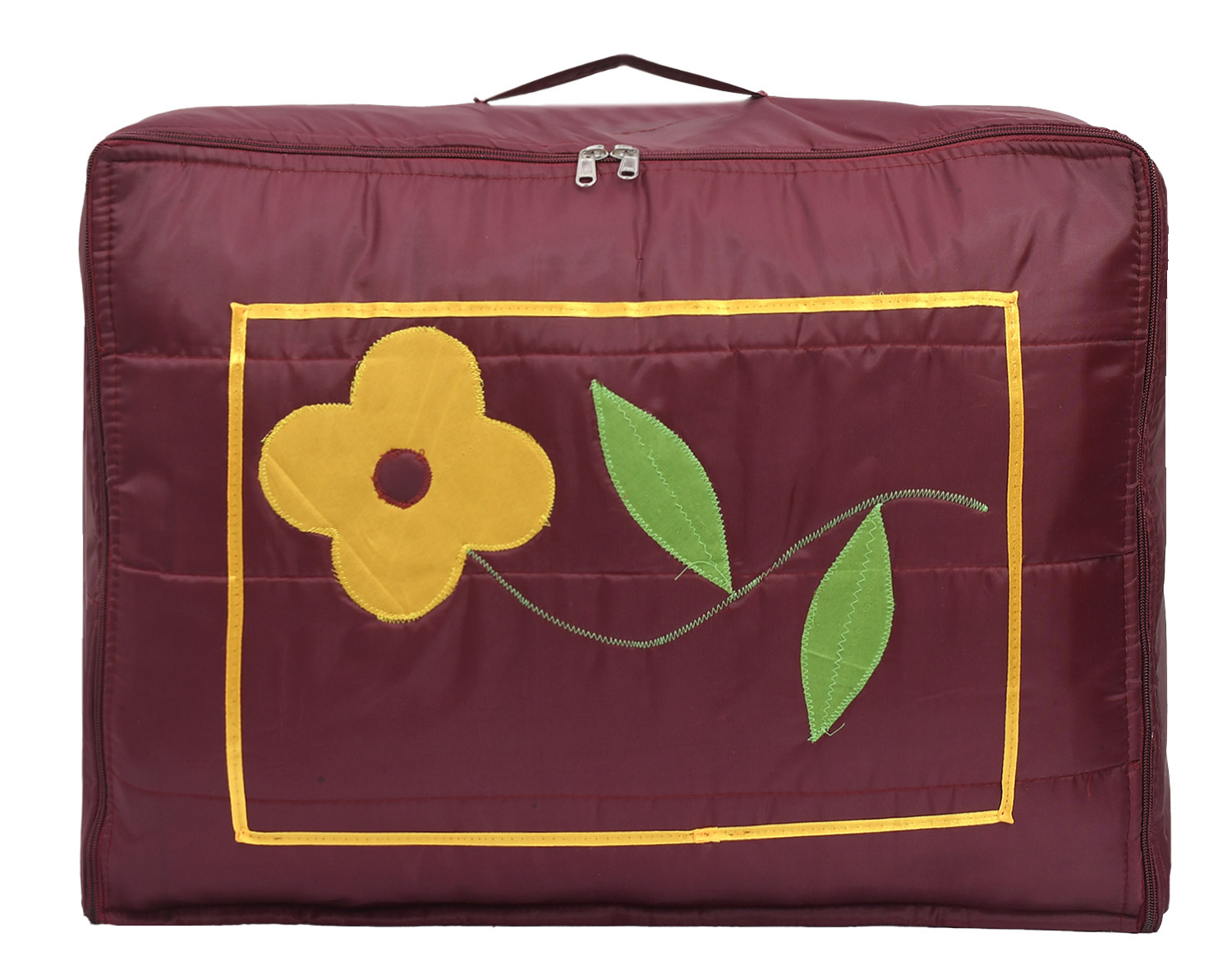 Kuber Industries Multiuses Flower Print Foldable Polyster Saree Covers/Clothes Storage Bag/Wardrobe Organizer (Maroon)