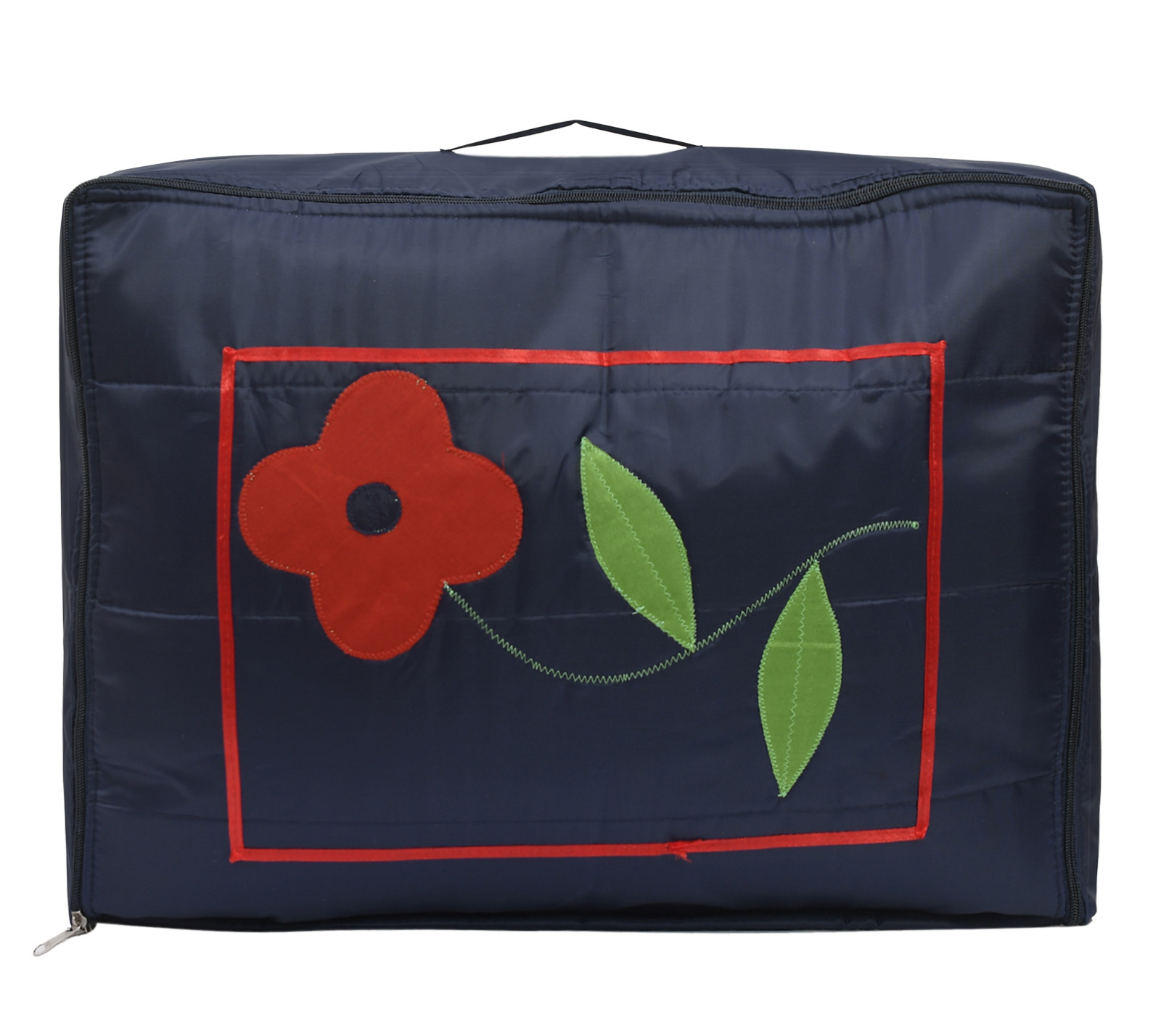 Kuber Industries Multiuses Flower Print Foldable Polyster Saree Covers/Clothes Storage Bag/Wardrobe Organizer (Navy Blue)