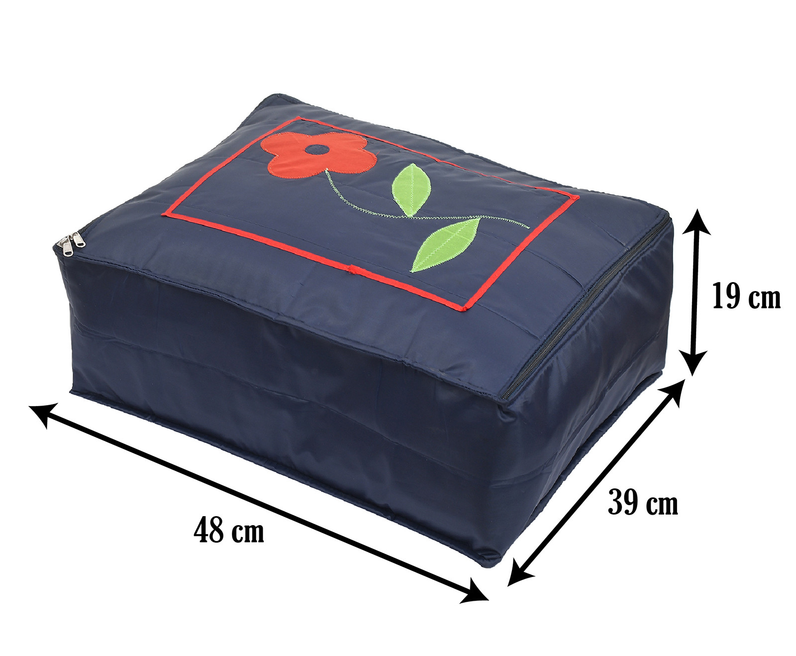 Kuber Industries Multiuses Flower Print Foldable Polyster Saree Covers/Clothes Storage Bag/Wardrobe Organizer (Navy Blue)