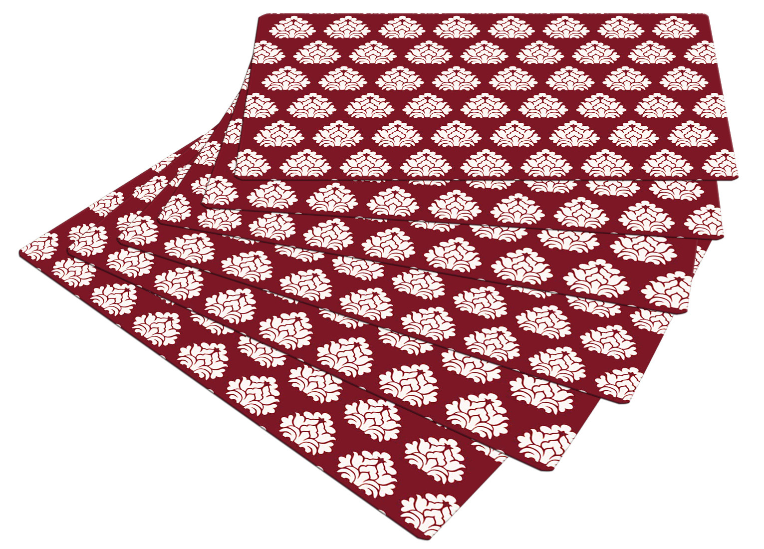 Kuber Industries Multiuses Flower Print PVC Table Placemat for kitchen, Dining Table Set of 6 (Maroon)