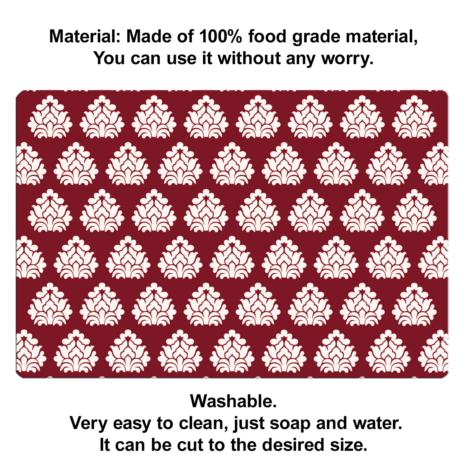 Kuber Industries Multiuses Flower Print PVC Table Placemat for kitchen, Dining Table Set of 6 (Maroon)