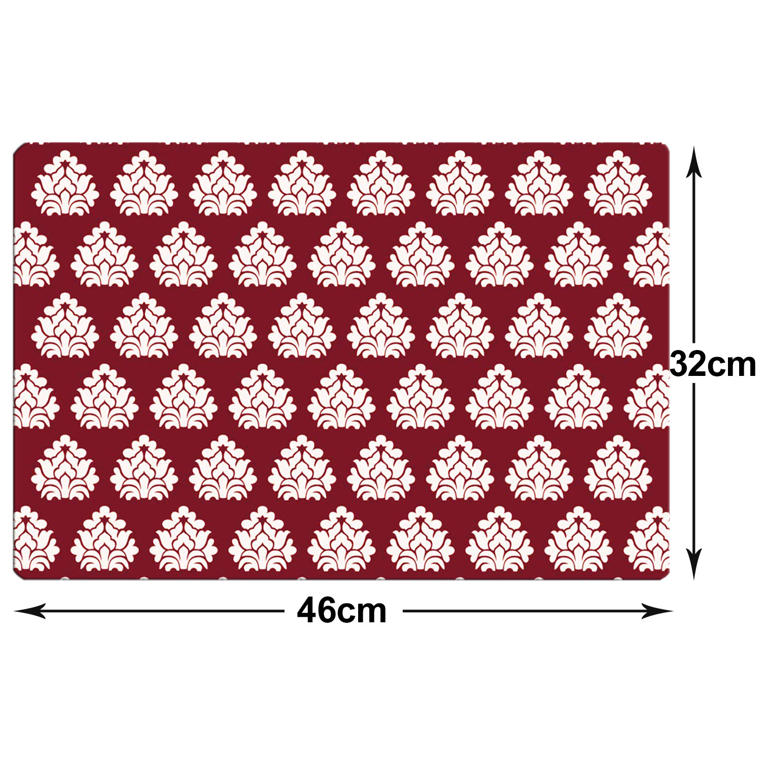 Kuber Industries Multiuses Flower Print PVC Table Placemat for kitchen, Dining Table Set of 6 (Maroon)