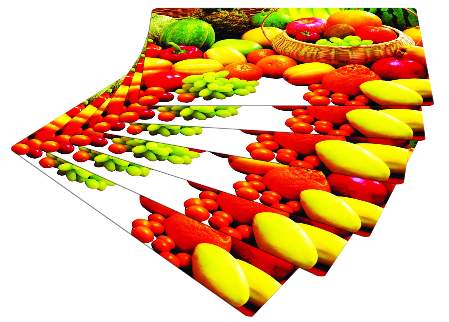 Kuber Industries Multiuses Fruit Print PVC Table Placemat for kitchen, Dining Table Set of 6 (Multicolour)