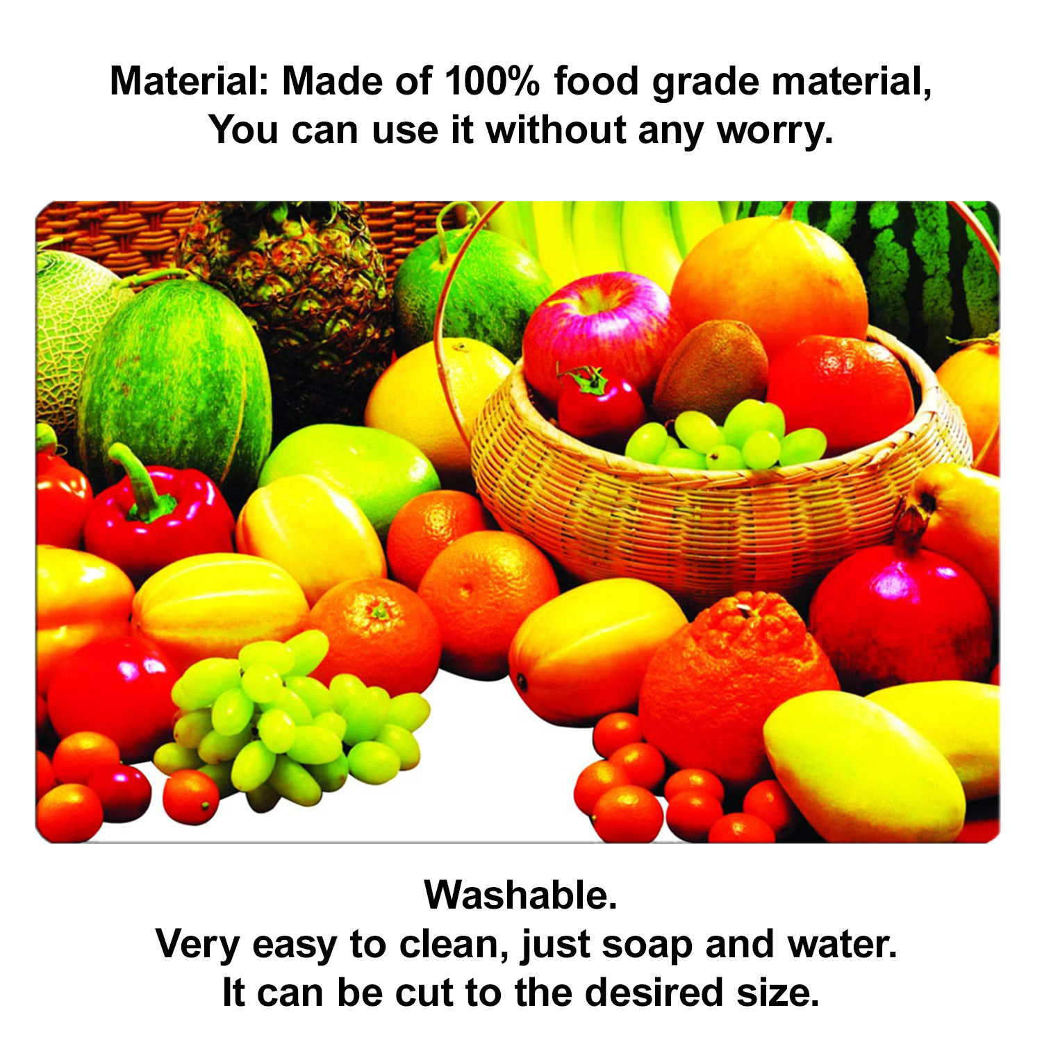 Kuber Industries Multiuses Fruit Print PVC Table Placemat for kitchen, Dining Table Set of 6 (Multicolour)