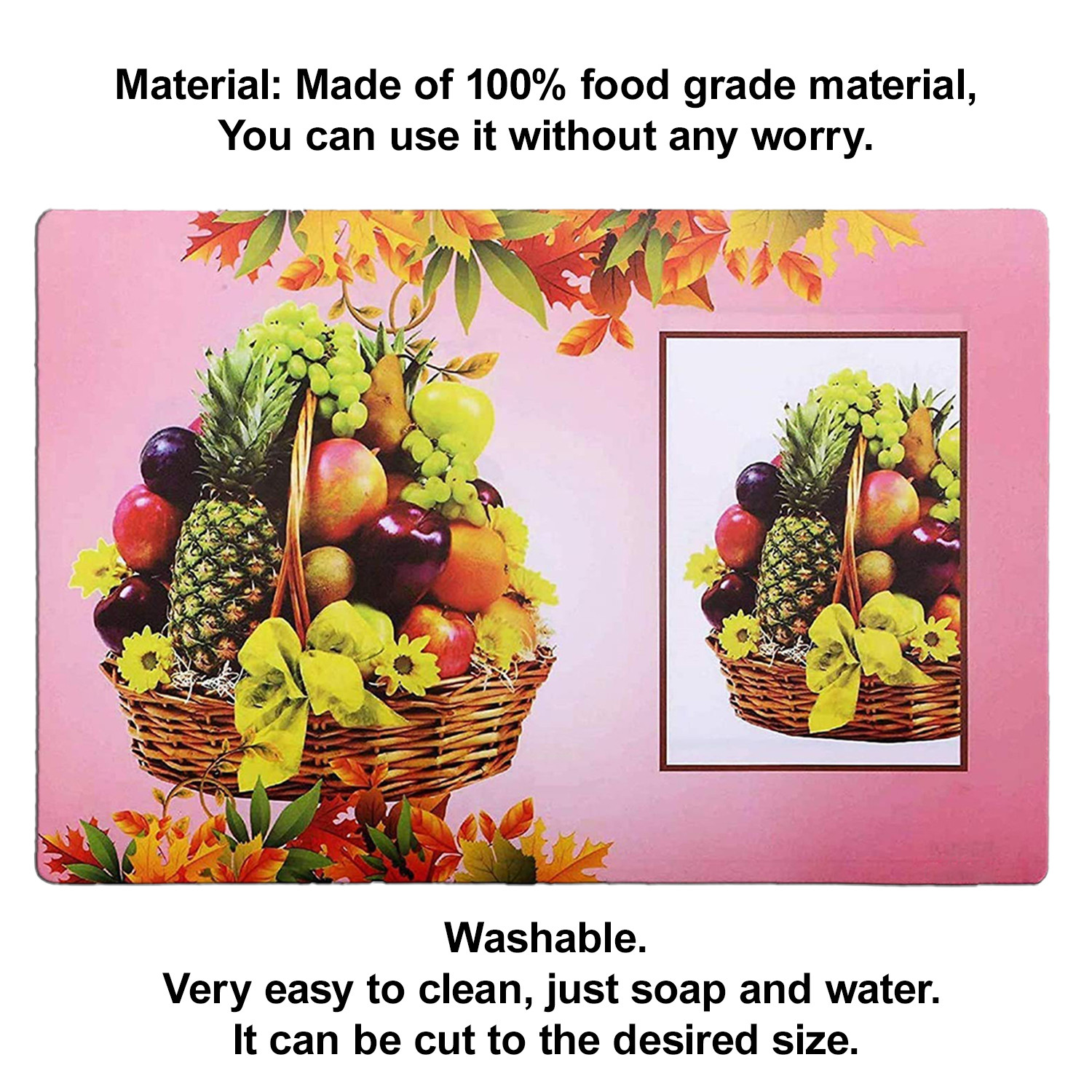 Kuber Industries Multiuses Fruit Print PVC Table Placemat for kitchen, Dining Table Set of 6 (Pink)