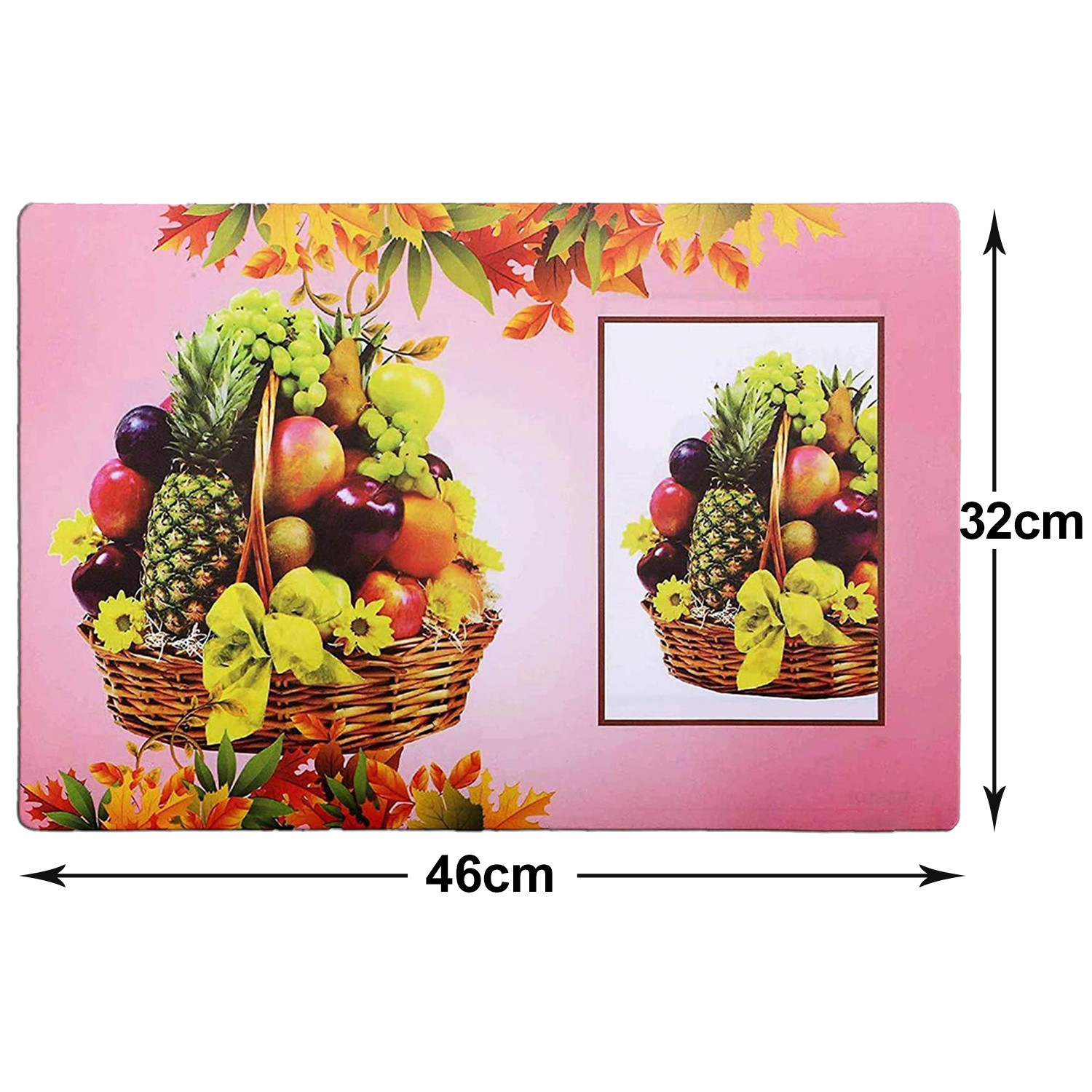 Kuber Industries Multiuses Fruit Print PVC Table Placemat for kitchen, Dining Table Set of 6 (Pink)
