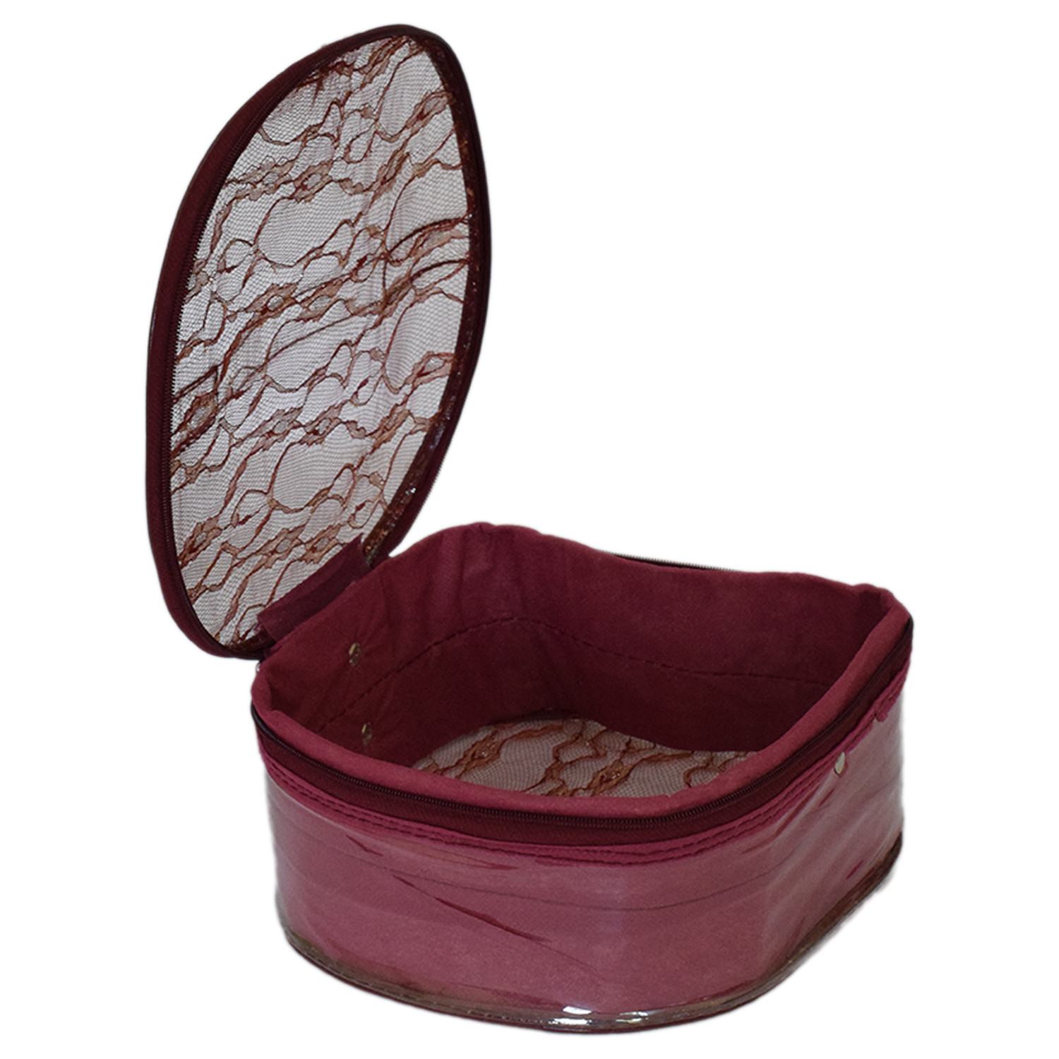 Kuber Industries Multiuses Laminated PVC Makeup/Jewellery/Cosmetic Organizer Bag, Travel Toiletry Pouch, Set of 3 (Maroon)