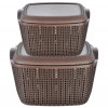 Kuber Industries Multiuses Large &amp; Small M 30-25 Plastic Basket/Organizer With Lid- (Brown) -46KM053