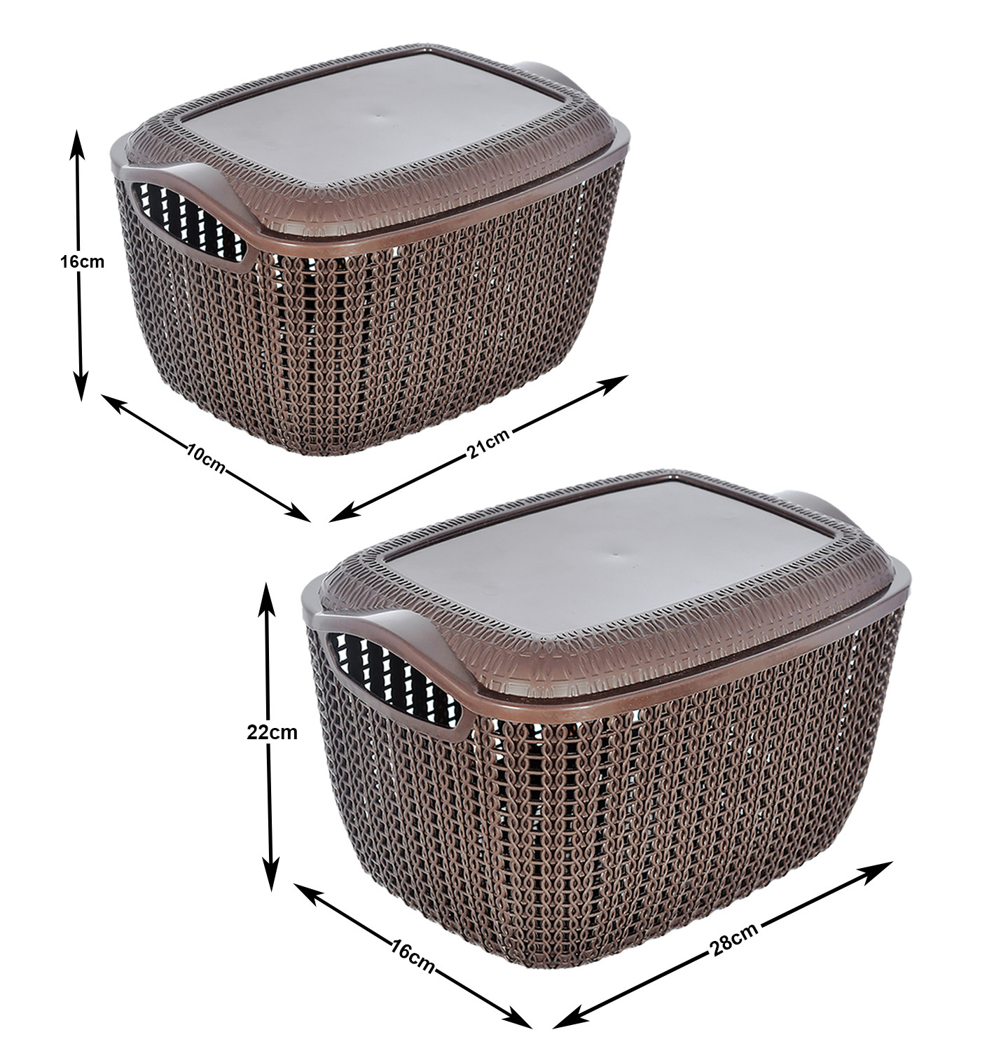 Kuber Industries Multiuses Large & Small M 30-25 Plastic Basket/Organizer With Lid- (Brown) -46KM053