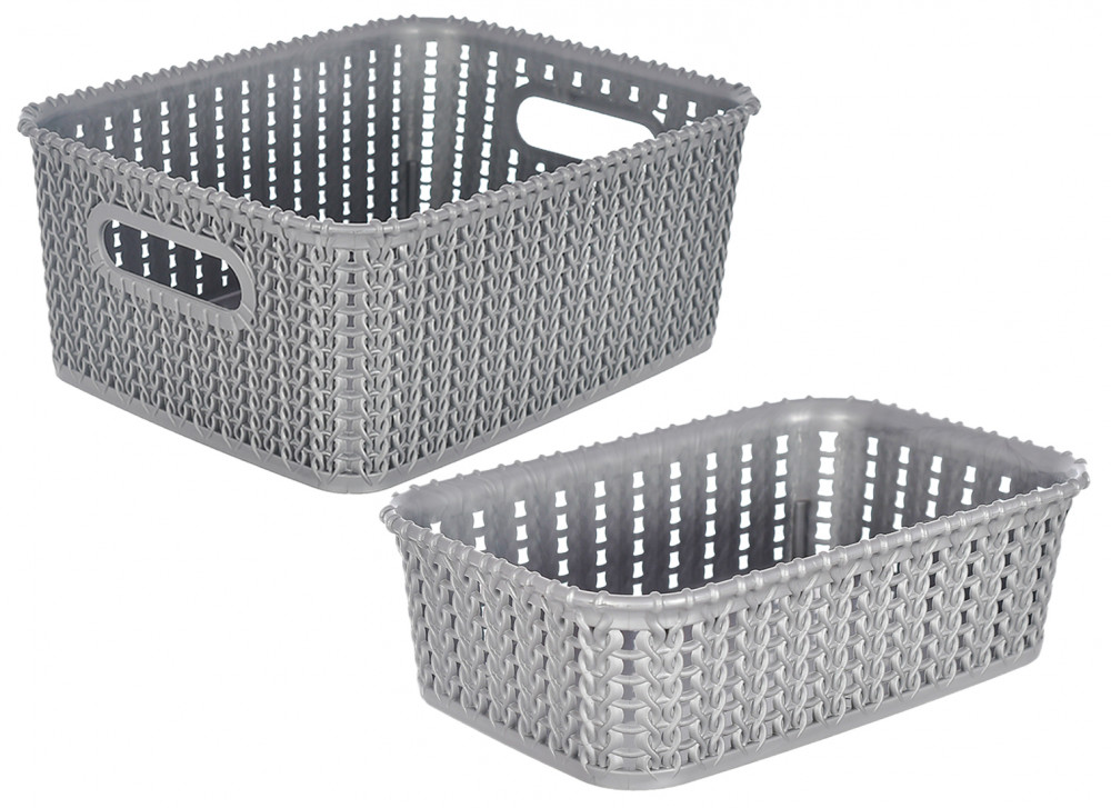 Kuber Industries Multiuses Large &amp; Small Size M 20-15 Plastic Basket/Organizer Without Lid- (Grey) -46KM0137