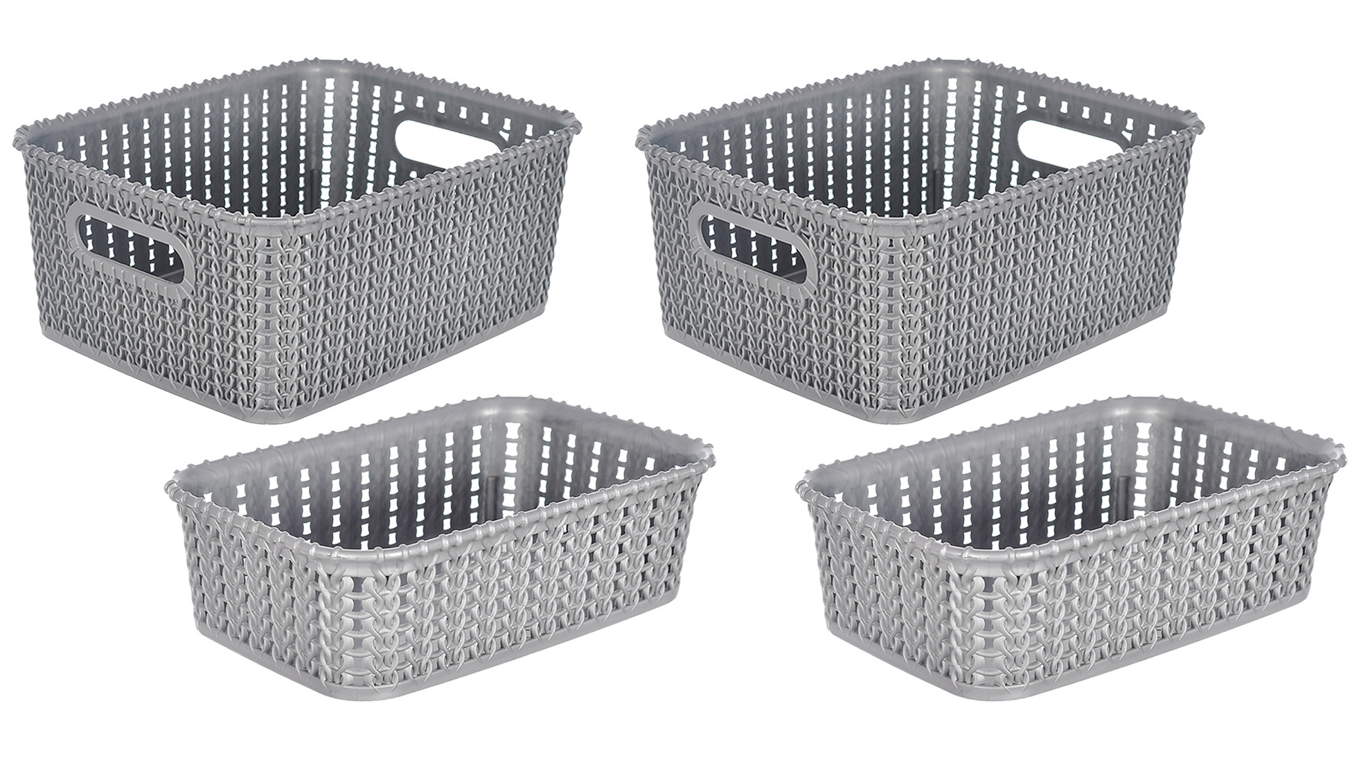 Kuber Industries Multiuses Large & Small Size M 20-15 Plastic Basket/Organizer Without Lid- (Grey) -46KM0137