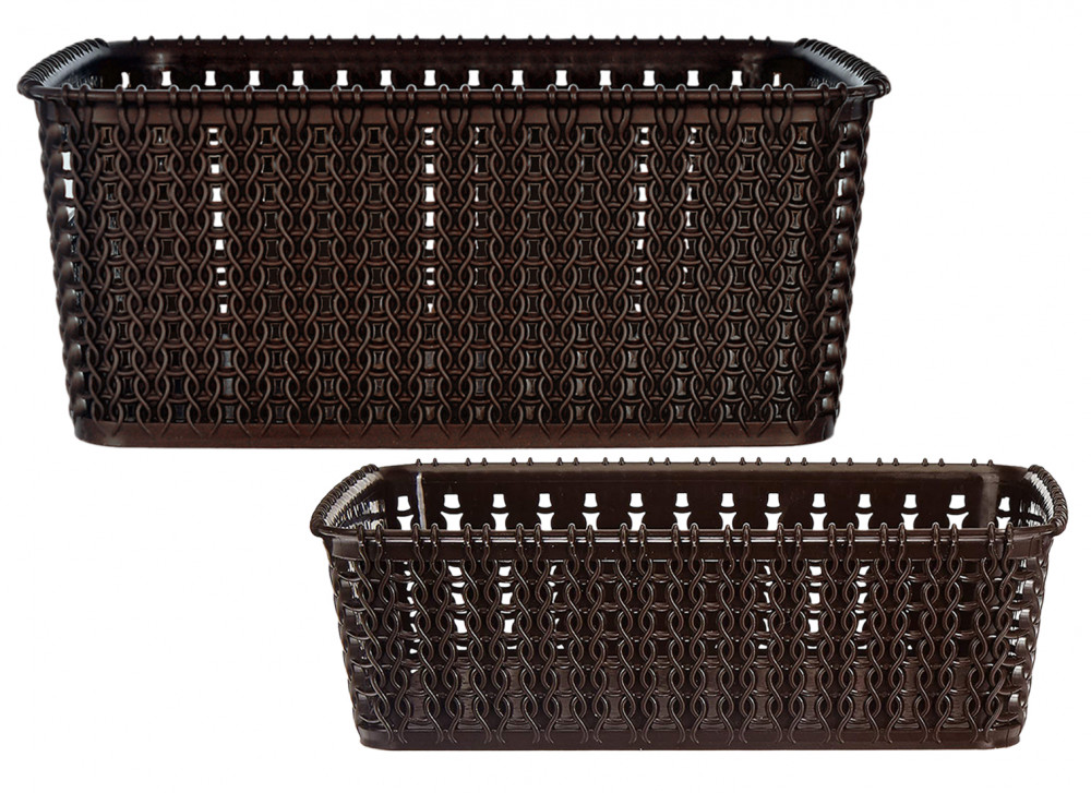 Kuber Industries Multiuses Large &amp; Small Size M 20-15 Plastic Basket/Organizer Without Lid-(Brown) -46KM0133