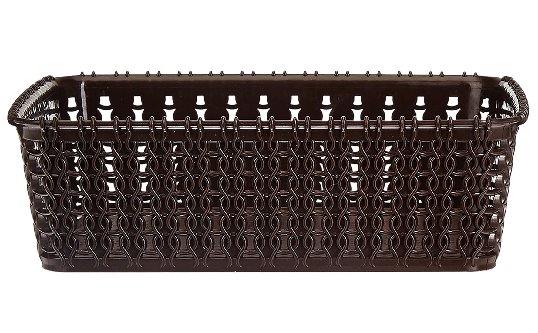 Kuber Industries Multiuses Large & Small Size M 20-15 Plastic Basket/Organizer Without Lid-(Brown) -46KM0133