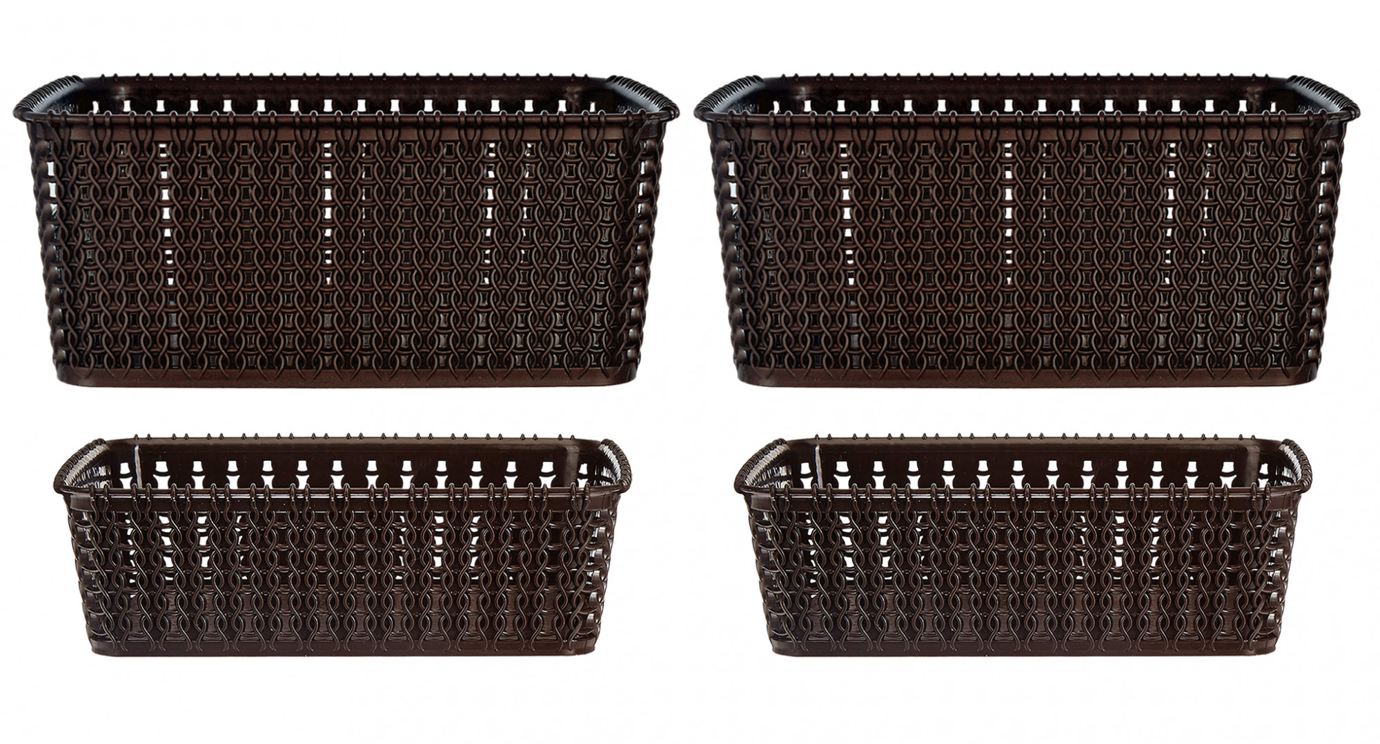 Kuber Industries Multiuses Large & Small Size M 20-15 Plastic Basket/Organizer Without Lid-(Brown) -46KM0133
