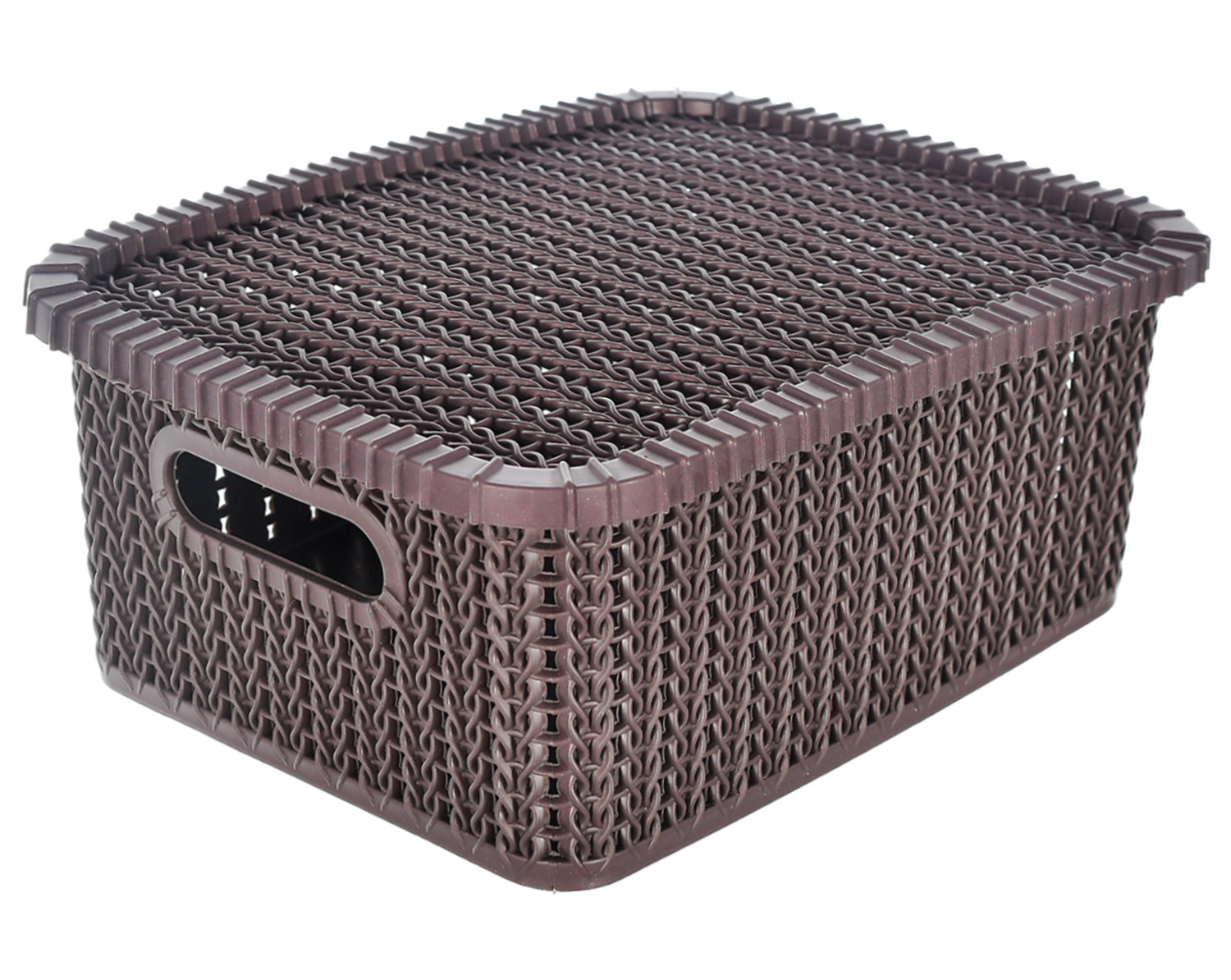 Kuber Industries Multiuses Large M 20 Plastic Basket/Organizer With Lid (Brown) -46KM061