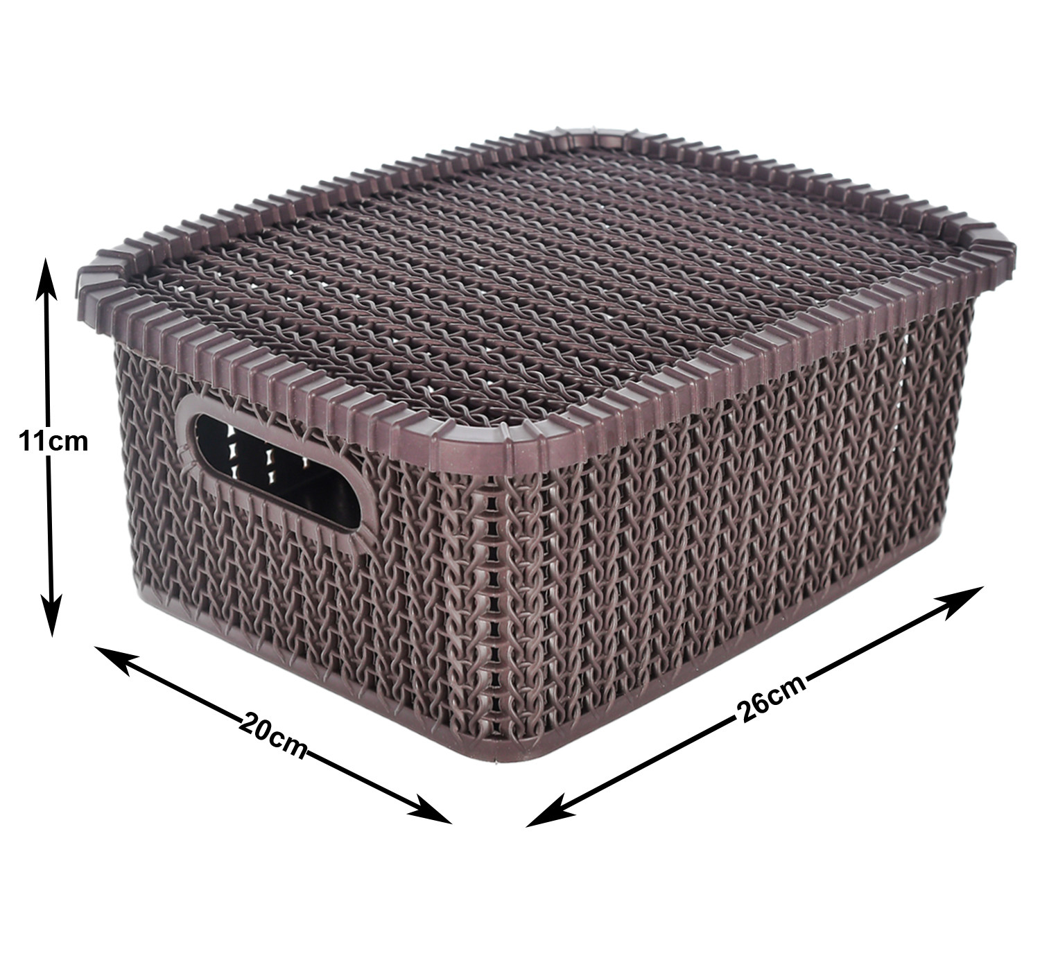 Kuber Industries Multiuses Large M 20 Plastic Basket/Organizer With Lid (Brown) -46KM061
