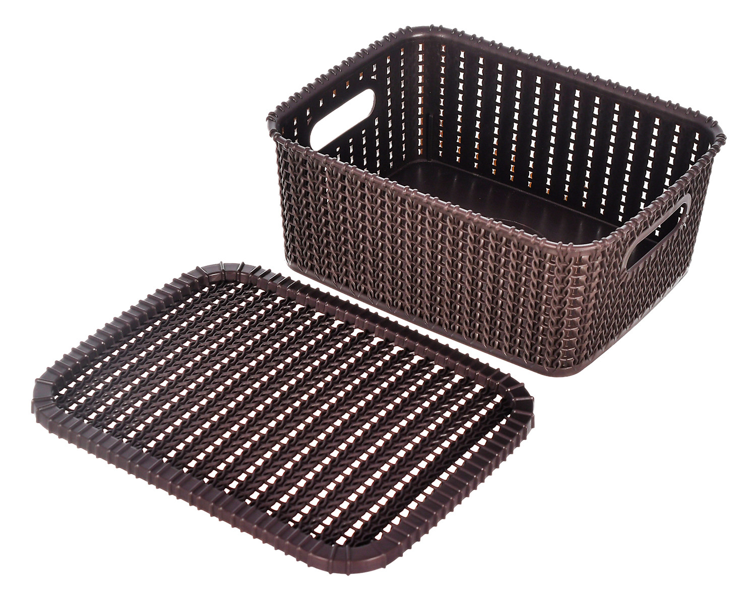 Kuber Industries Multiuses Large M 20 Plastic Basket/Organizer With Lid (Brown) -46KM061